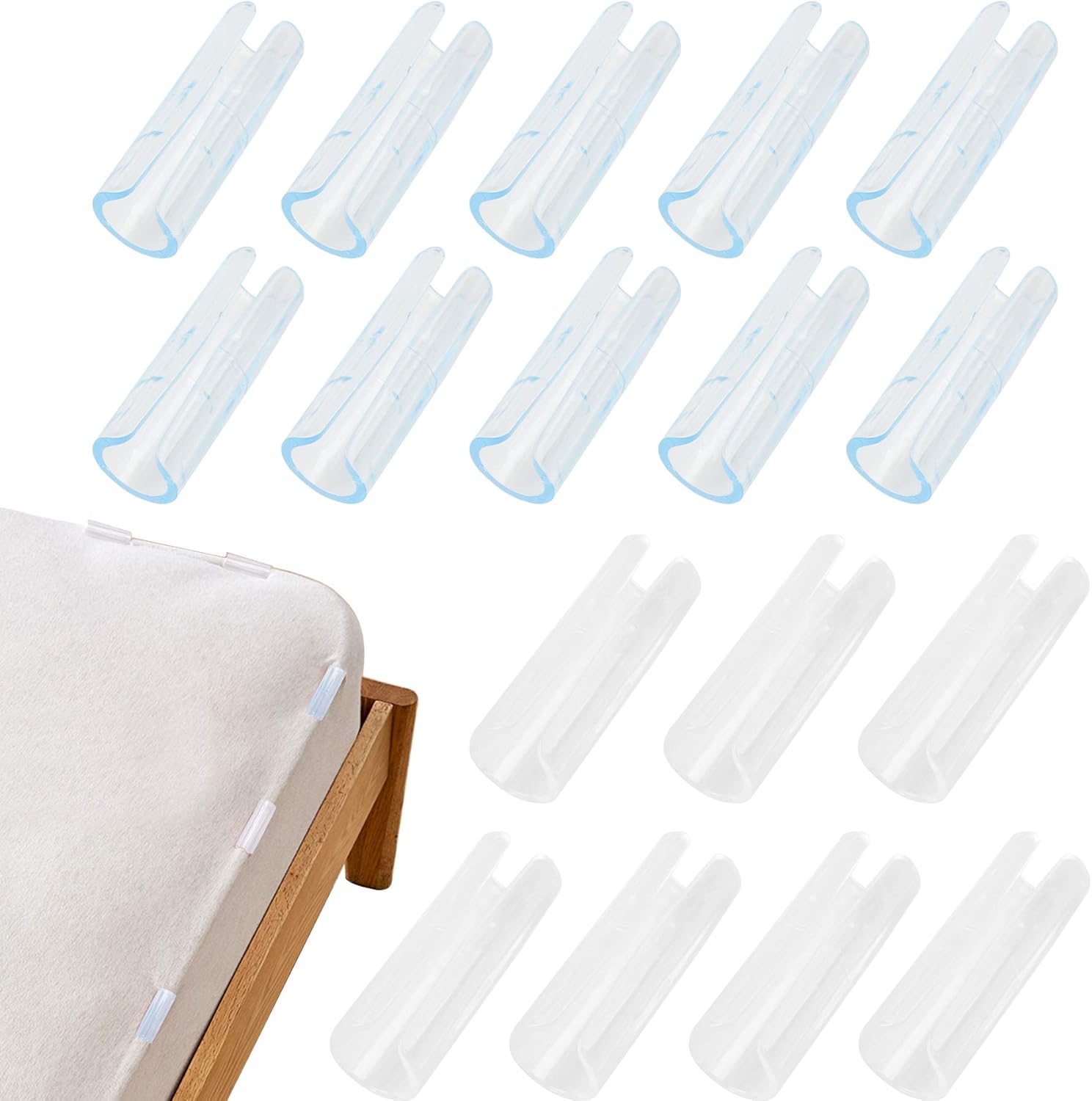 24 Pcs Sheet Grippers Clip Set,Bed Sheet Clips, Invisible Adjustable