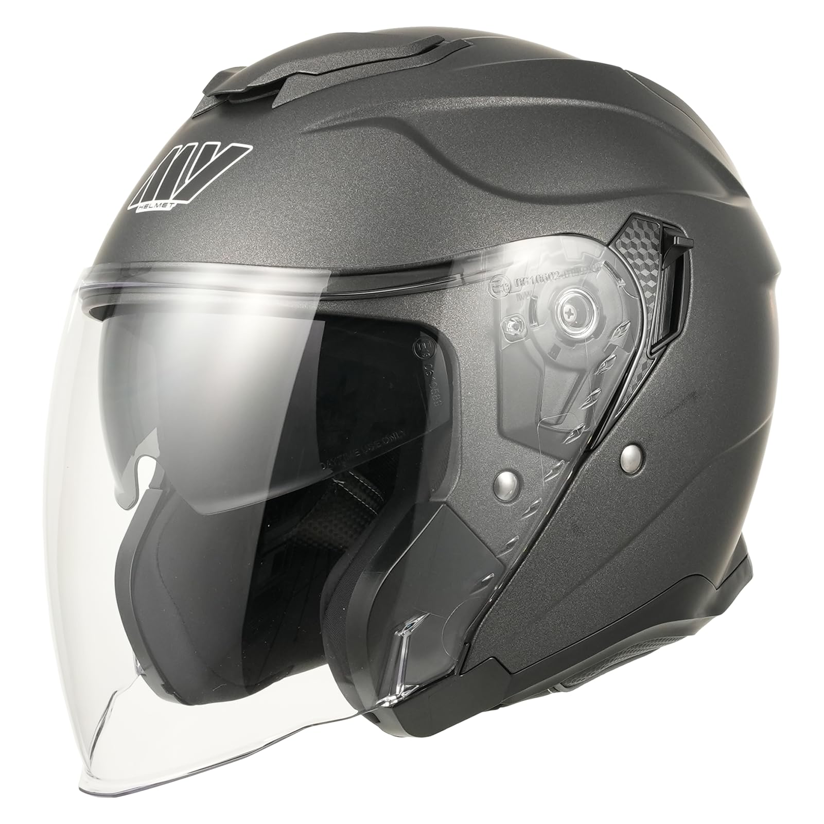 MY Casco Moto Jet Scooter 835, Omologato ECE 22.06 con Doppia Visiera per Uomo e Donna (Titanio opaco, XS)