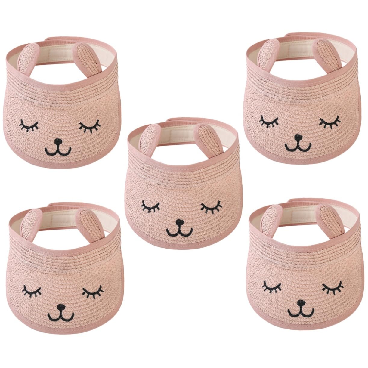 BESPORTBLE 5 Pezzi Cilindro Vuoto strenne Natale Cappello Sole Cappellino Visiera Tappi Piscina Spiaggia Visiera Parasole UV Protezione Alette Parasole per Donna Visiere per Donna Papiro Rosa