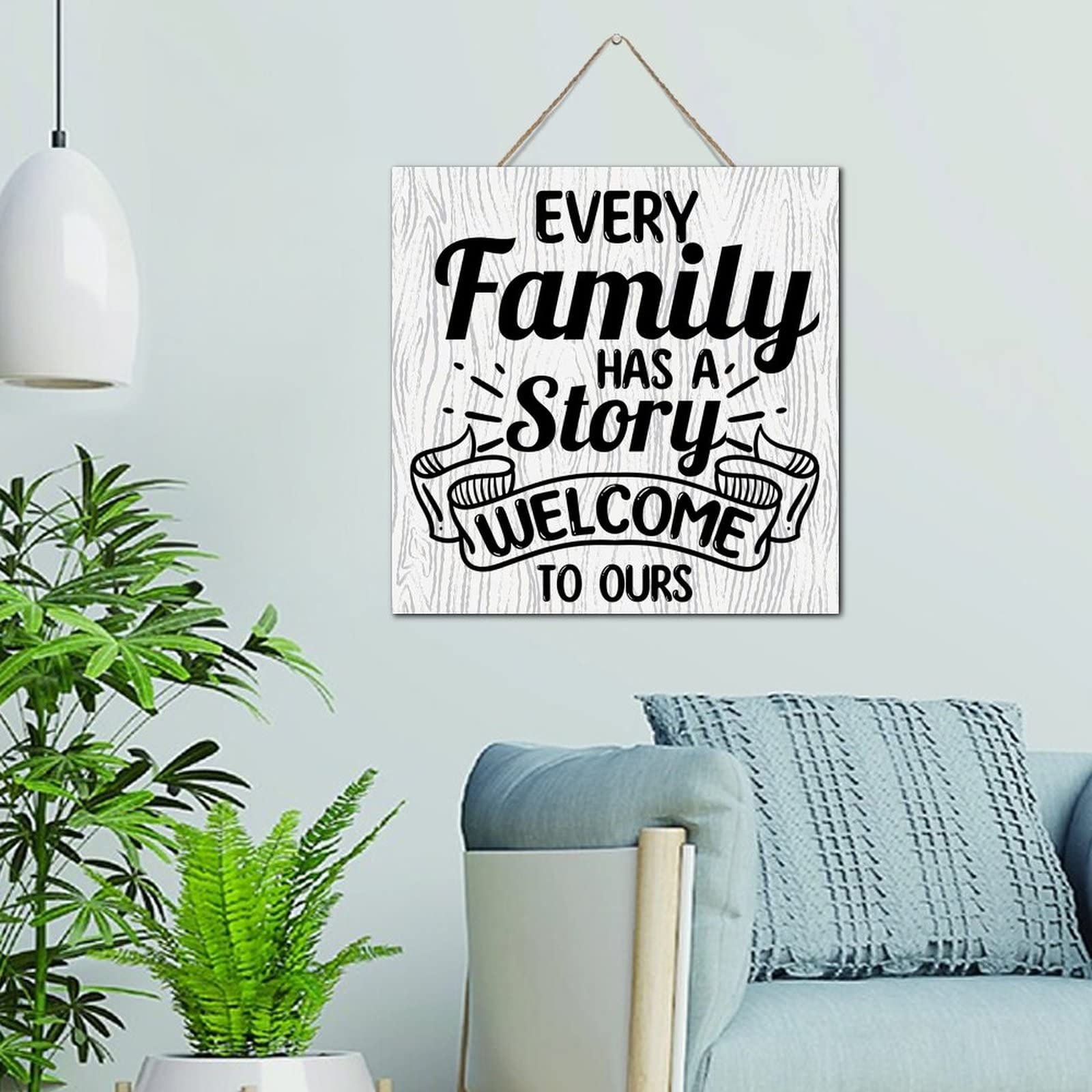 Plaque en bois Every Family 30x30 cm pour décoration murale de salon et bureau moderne