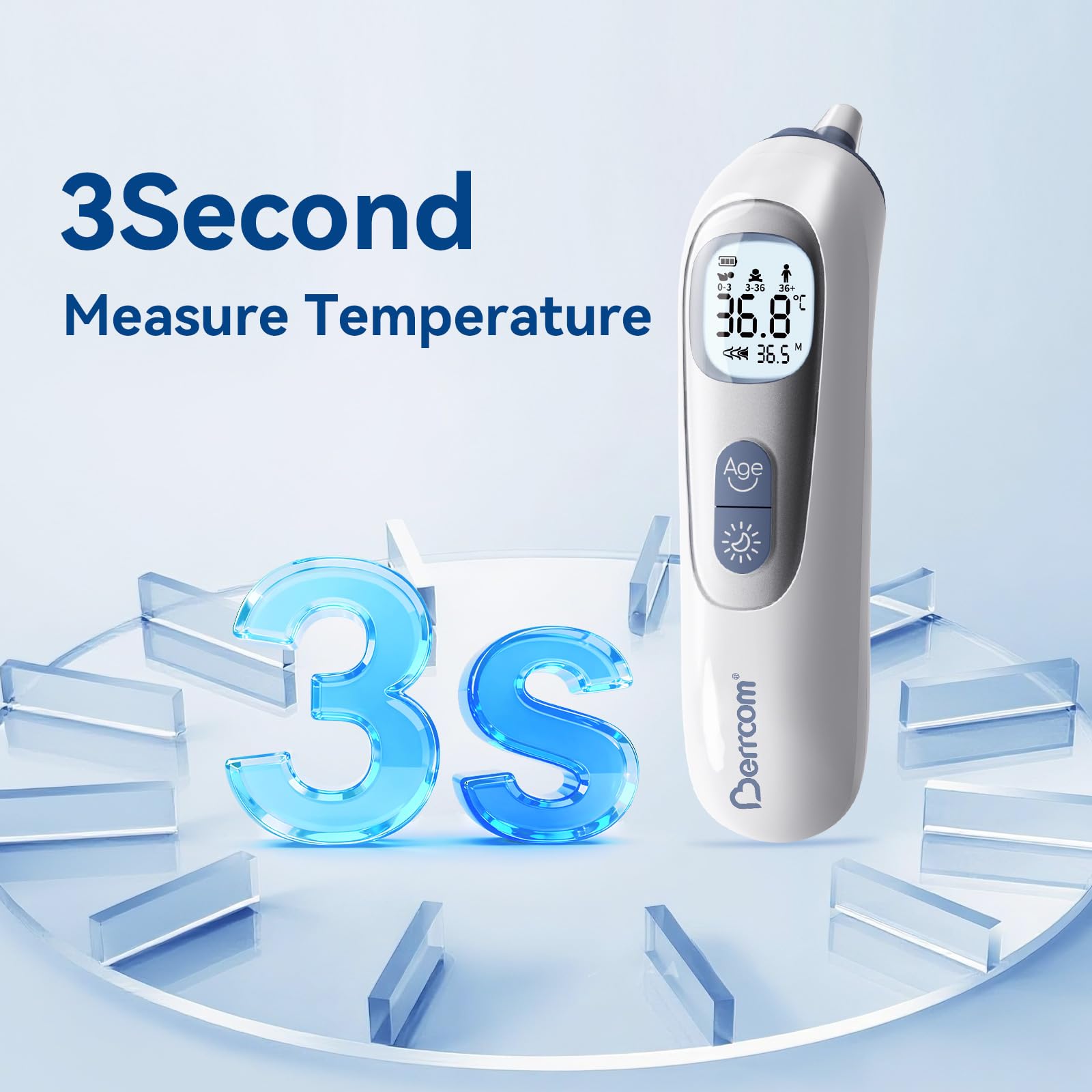 Berrcom Termómetro de Oído Digital con Sonda Precalentada, Lectura Instantánea para Adultos y Bebés