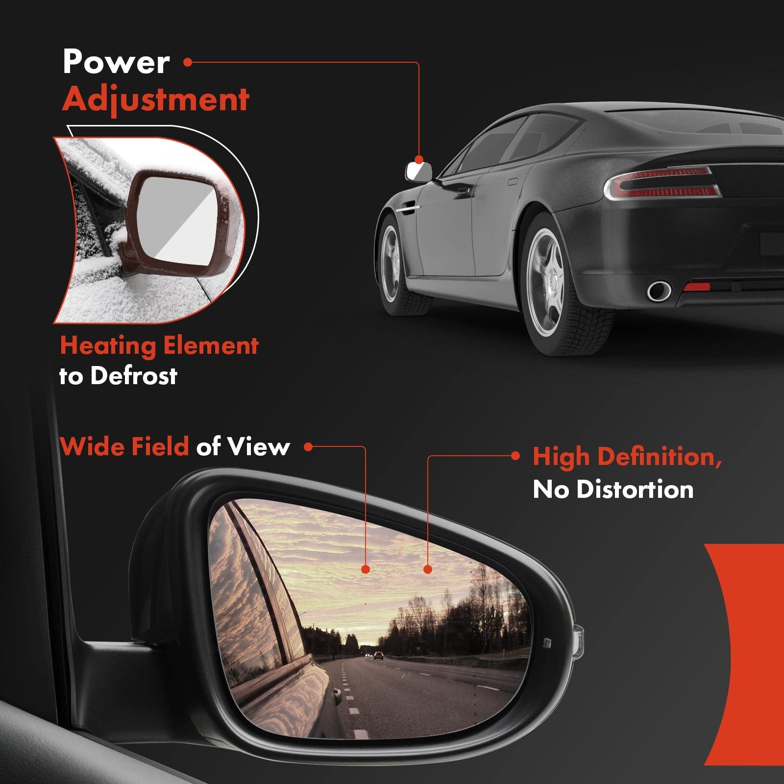 A-Premium Passenger Side Power Door Mirror Compatible with Toyota Corolla 2009 2010 2011 2012 2013 - Heated Manual Folding Black Outside Rear View Mirror - North America Built - Replace# 87910-12D60