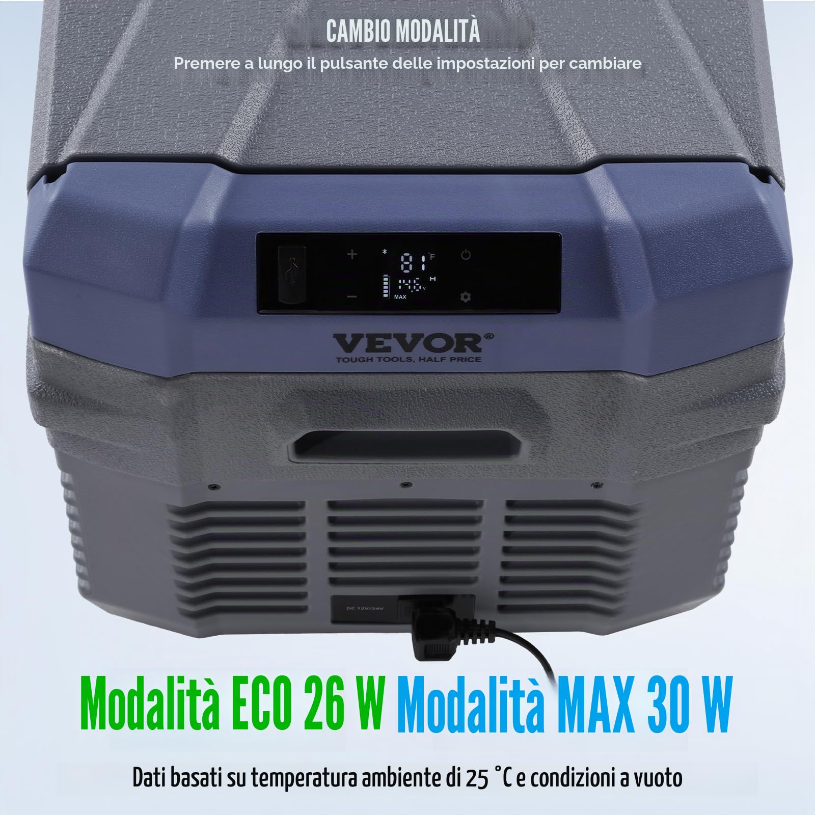 VEVOR Frigorifero per Auto 12V 30L Congelatore Portatile Compressore -20~20℃
