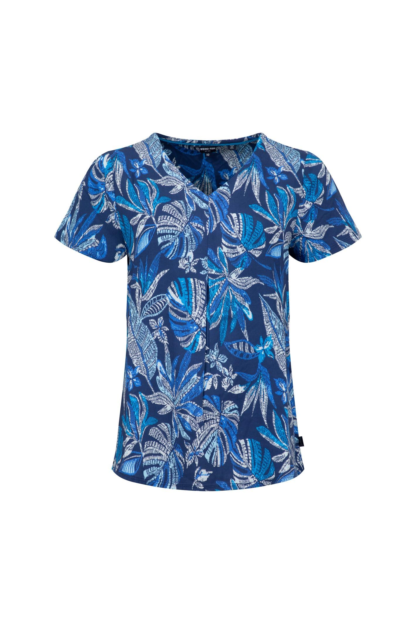 Weird Fish Women's Dark Indigo Solle Printed Blouse In | Size: 8