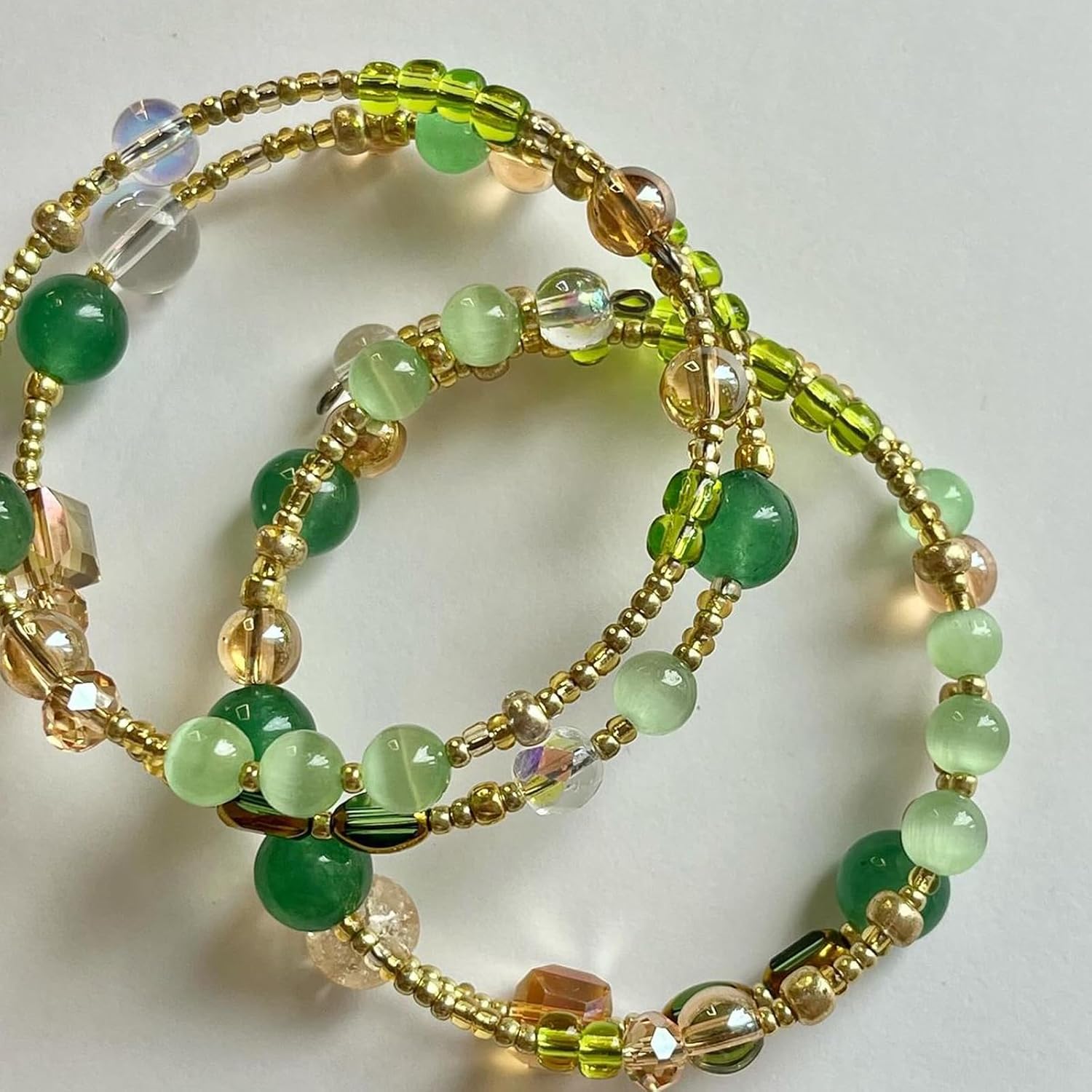 300pcs Green Glass Crystal Beads for Jewelry Making - 8mm 12 Colors Round Crckle Glass Beads for DIY Bracelet Necklace Earring Craft St. Patrick's Day - Image 5