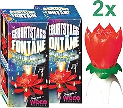 Set of 2 Happy Birthday Fountain with Music Red Singene Flower Fountain