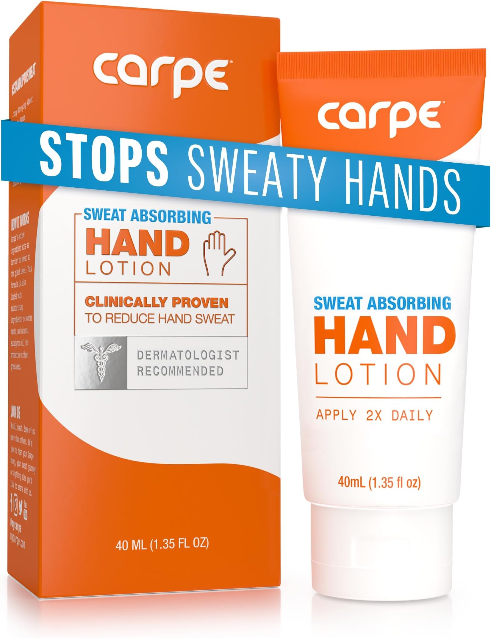 Sweat Absorbing Antiperspirant Hand Lotion for Sweaty Hands, Help Manage Palmar Hyperhidrosis, Dermatologist Recommended, 1.35 fl oz