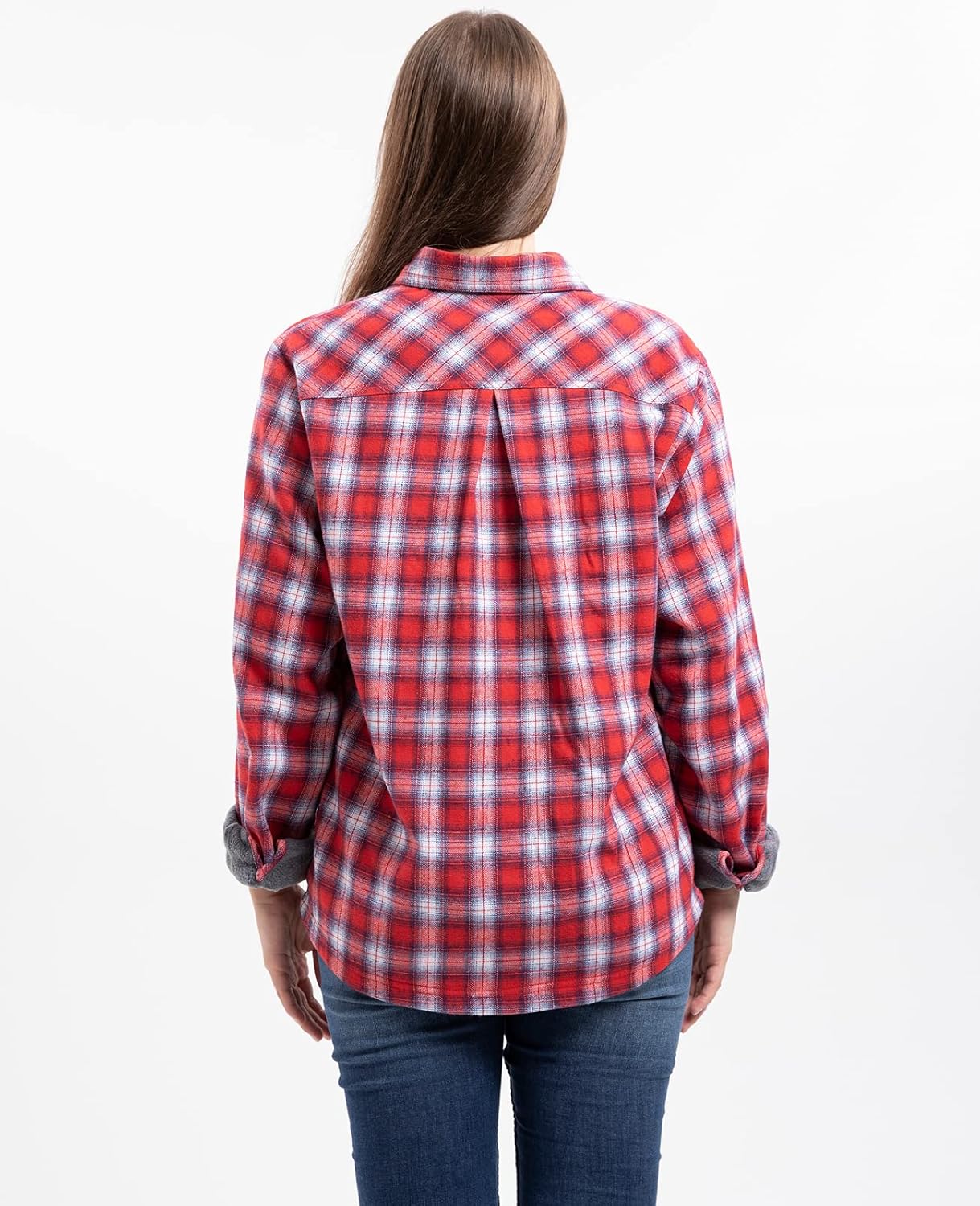ZENTHACE Women's Thermal Fleece Lined Plaid Button Down Flannel Shirt Jacket - Image 3