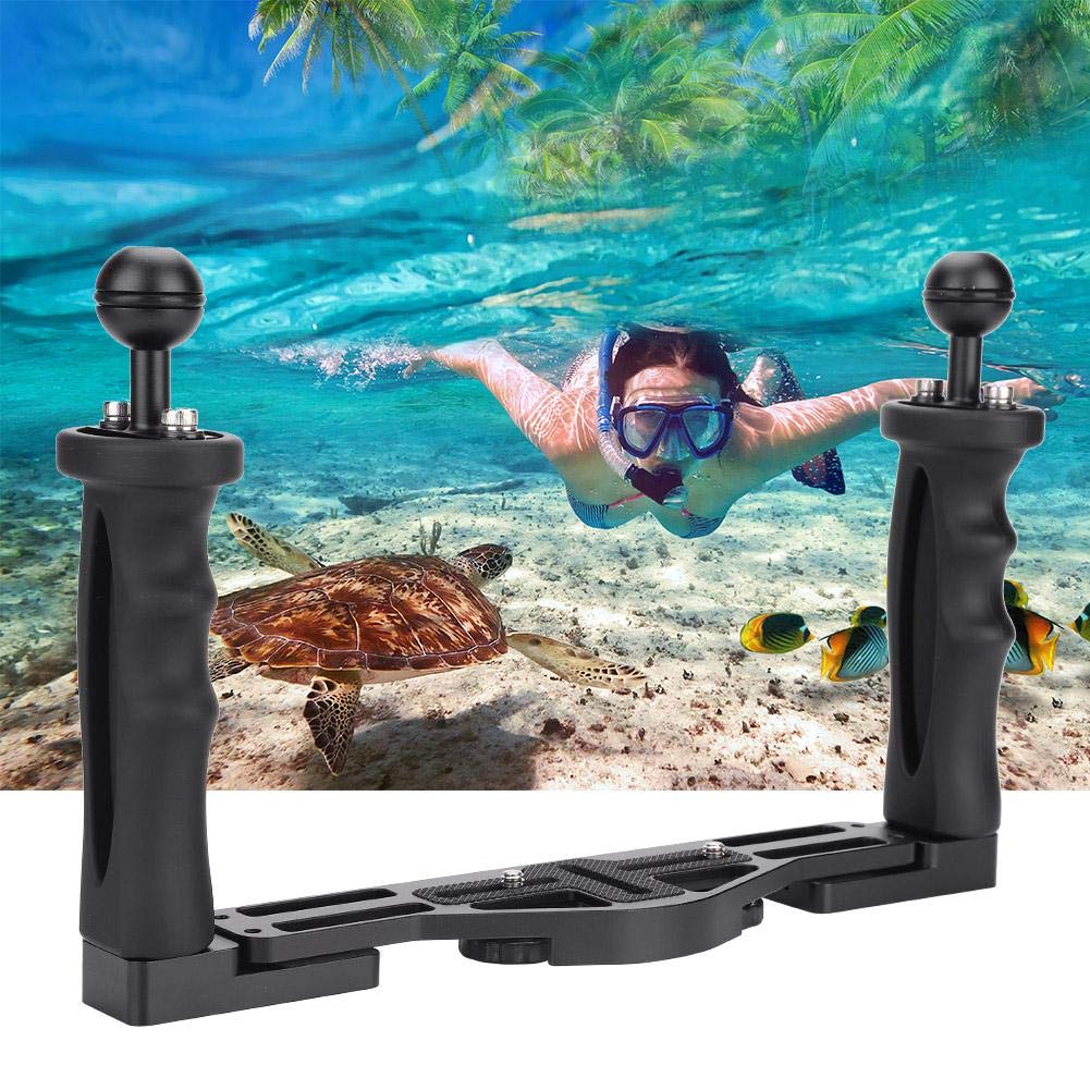 Dual Handheld Stabilisator Camera Unterwasser Handgriff Kamera Dual Handle Grip Unterwasserkamera Tray Aluminiumschale mit Zwei Griffen für Gehäusezubehör für Unterwasserkameras