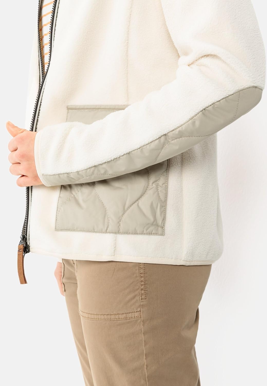 camel active Women's Fleece Jacket with Pockets in Contrast Colour