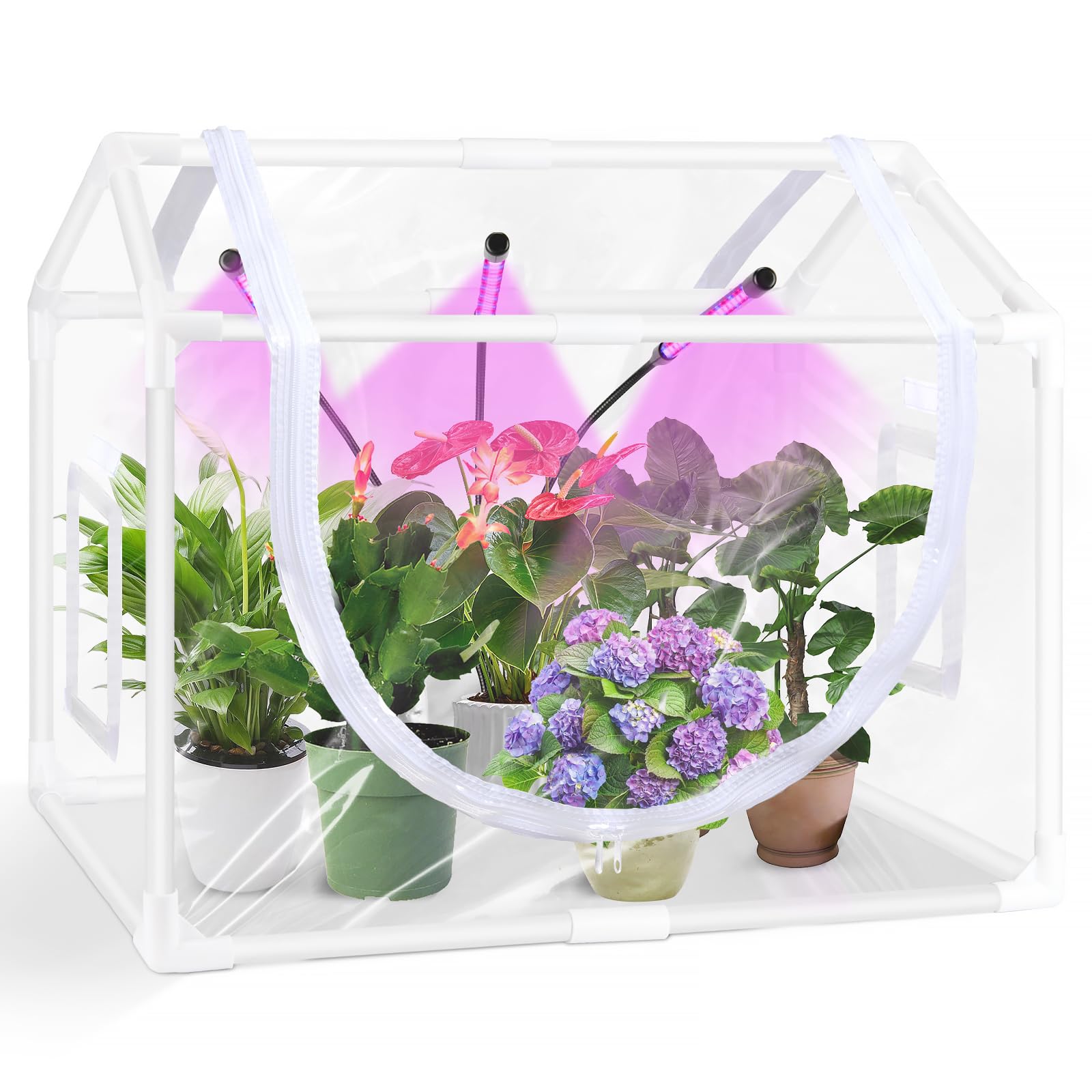 Vercome Indoor Mini Greenhouse with Grow Light, Tabletop Small