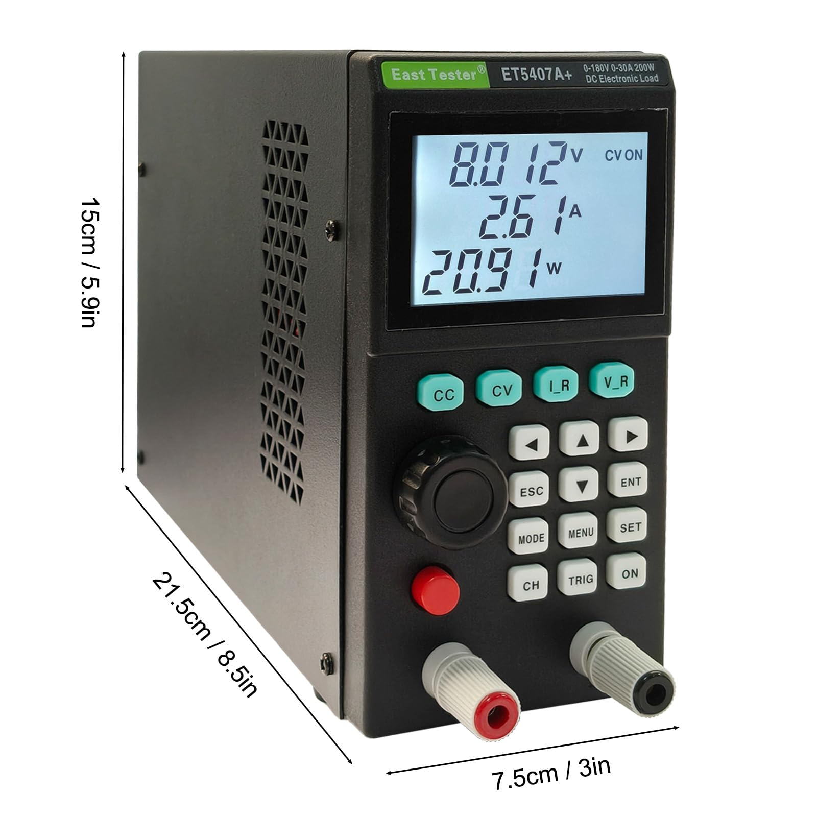 ET5407A+ - Tester di carica elettronico programmabile DC 0-180V 0-30A batteria Discharge & Power Supply Tester con CC/CV/CR/CP High Accuracy 1mV/1mA Resolution USB Control Display LCD