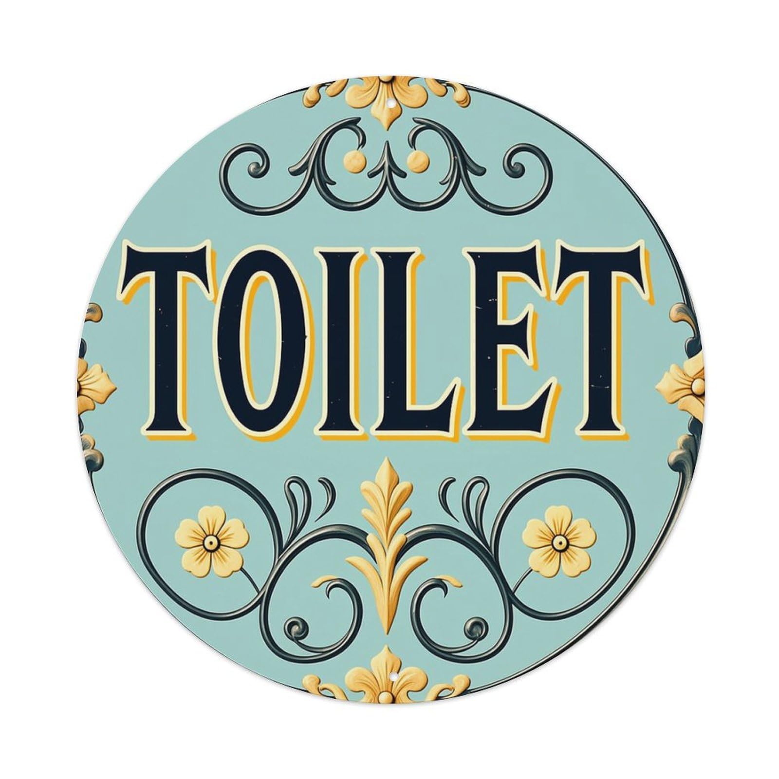 Ornate Floral Scroll Design Sign Retro Metal Sign Round Tin Sign, Vintage Decor Art Poster for Bar, Home, Man Cave, Kitchen, Laundry Room Gift 8x8Inch