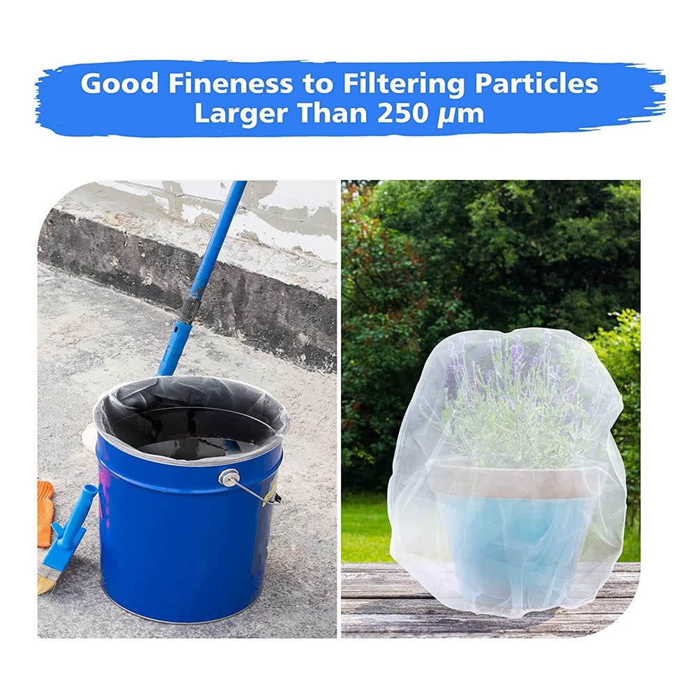 Windyun 60 Stks Verf Zeef Zakken 5 Gallon Fijne Mesh Filter Zak Wegwerp Verf Zeef Zak 5 Gallon Emmer Zeef Met Elastische Top Opening Hydrocultuur Filterzak voor Verf Tuinieren (Wit