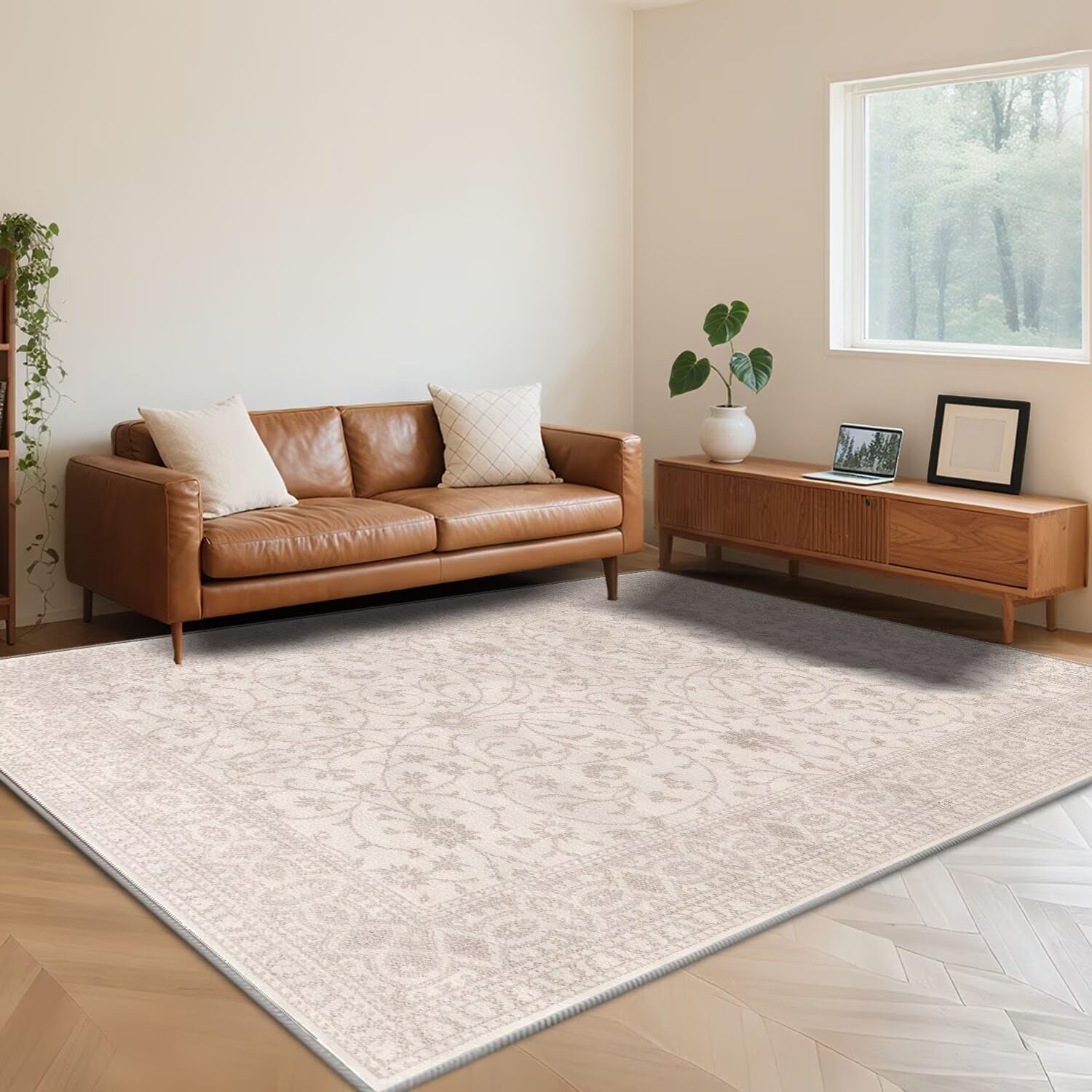 Tapis classique lavable pour balcon et salon, idéal pour créer une chambre cosy