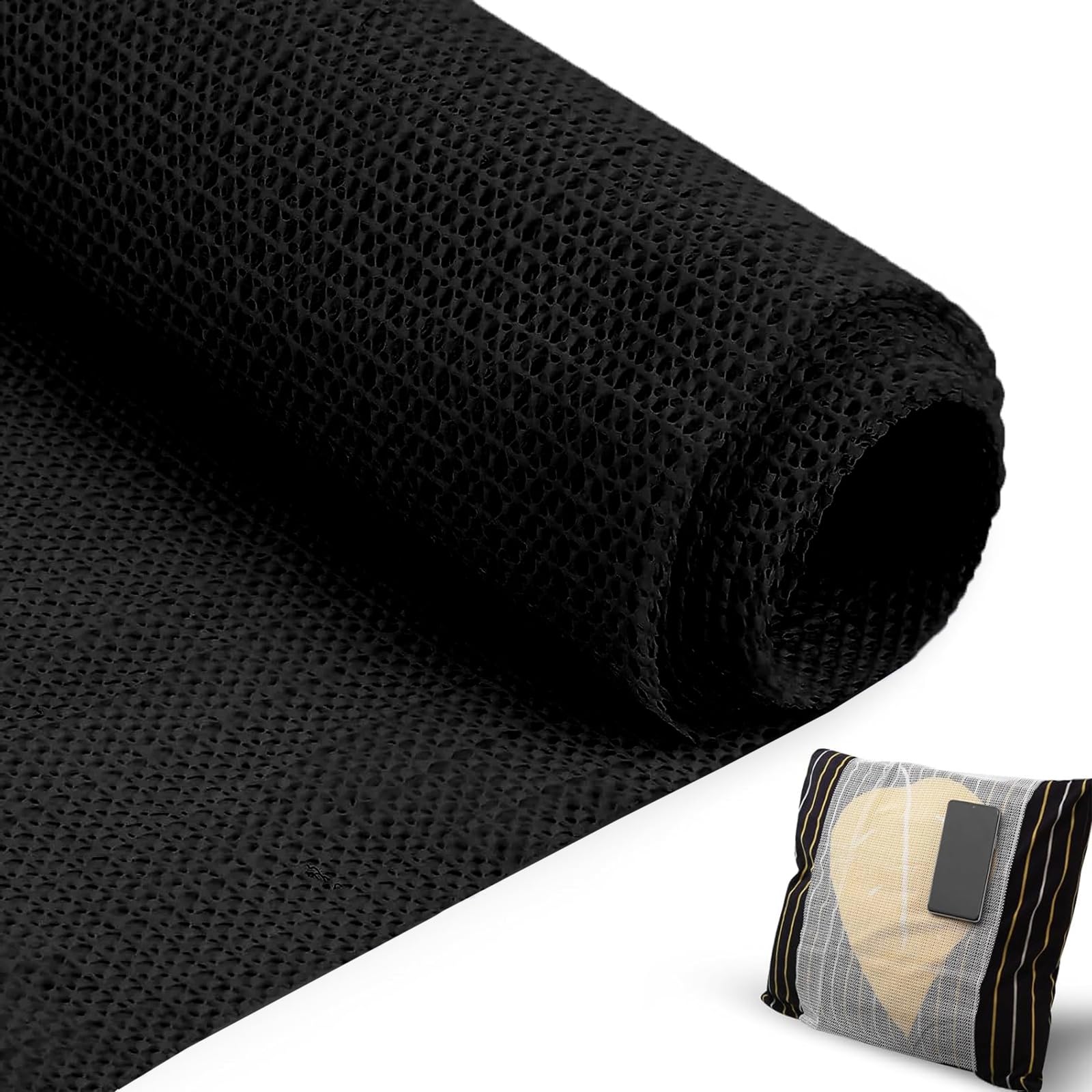 Teppichunterlage 240 x 240 cm Hält Ecken Flach, Wiederverwendbare, Rutschmatte Teppichstopper/Antirutschmatte Teppich Universell Einsetzbar für Alle Böden, Schwarz