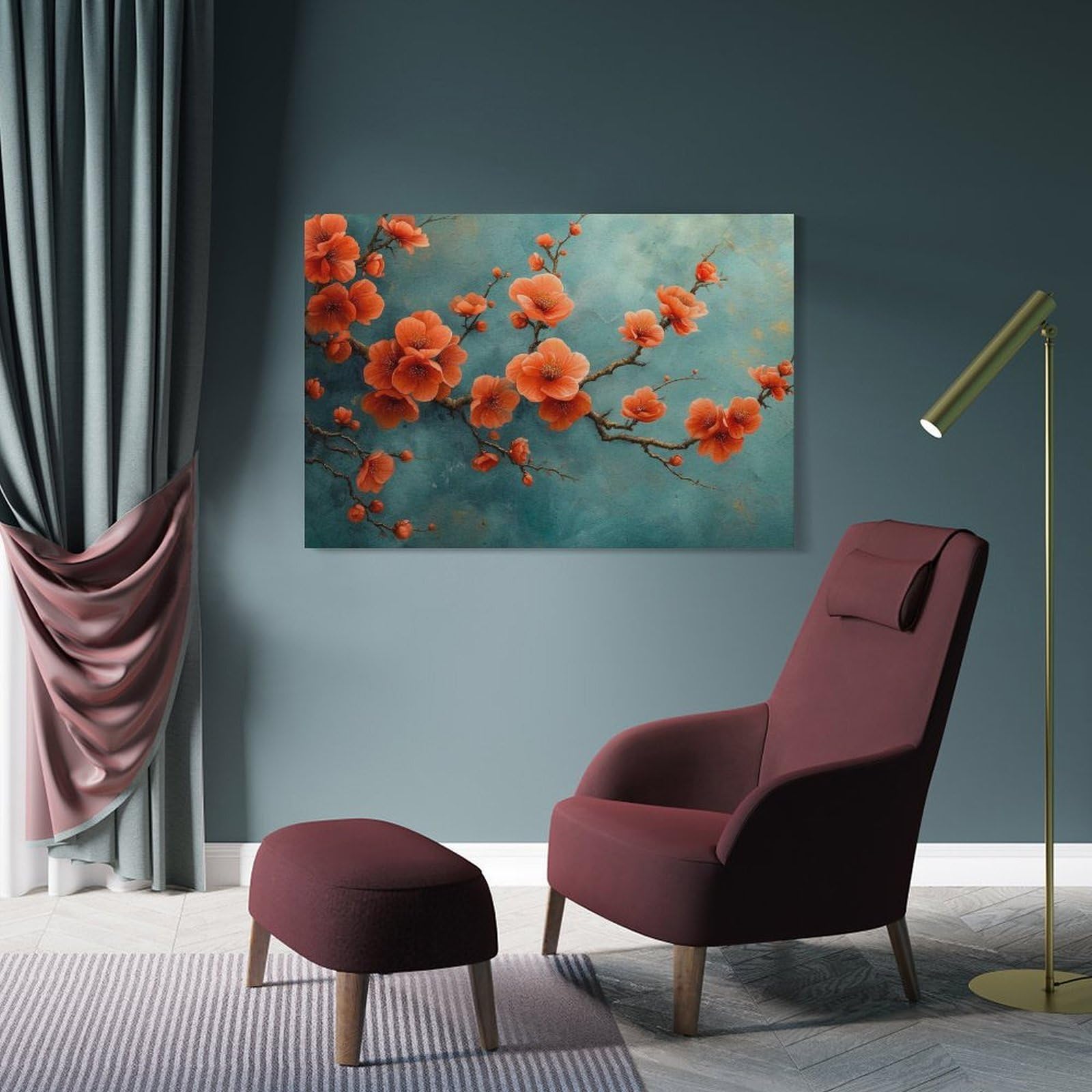 Junmoney Plum Blossom Hanging Wall Art, 20x30inch(50x75cm), for Lounge, Bedroom Or Personal Spaces, Gift Idea for Housewarming And Birthdays