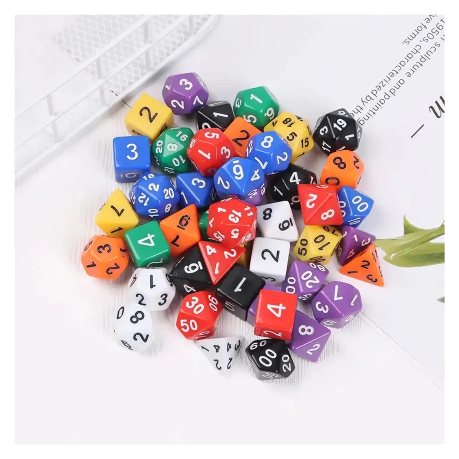 Zestaw 140/105/70 sztuk kości z etui losowy kolor wielościenny przezroczysty efekt do gry fabularnej plansza rekwizyty(7x20 140Pcs)