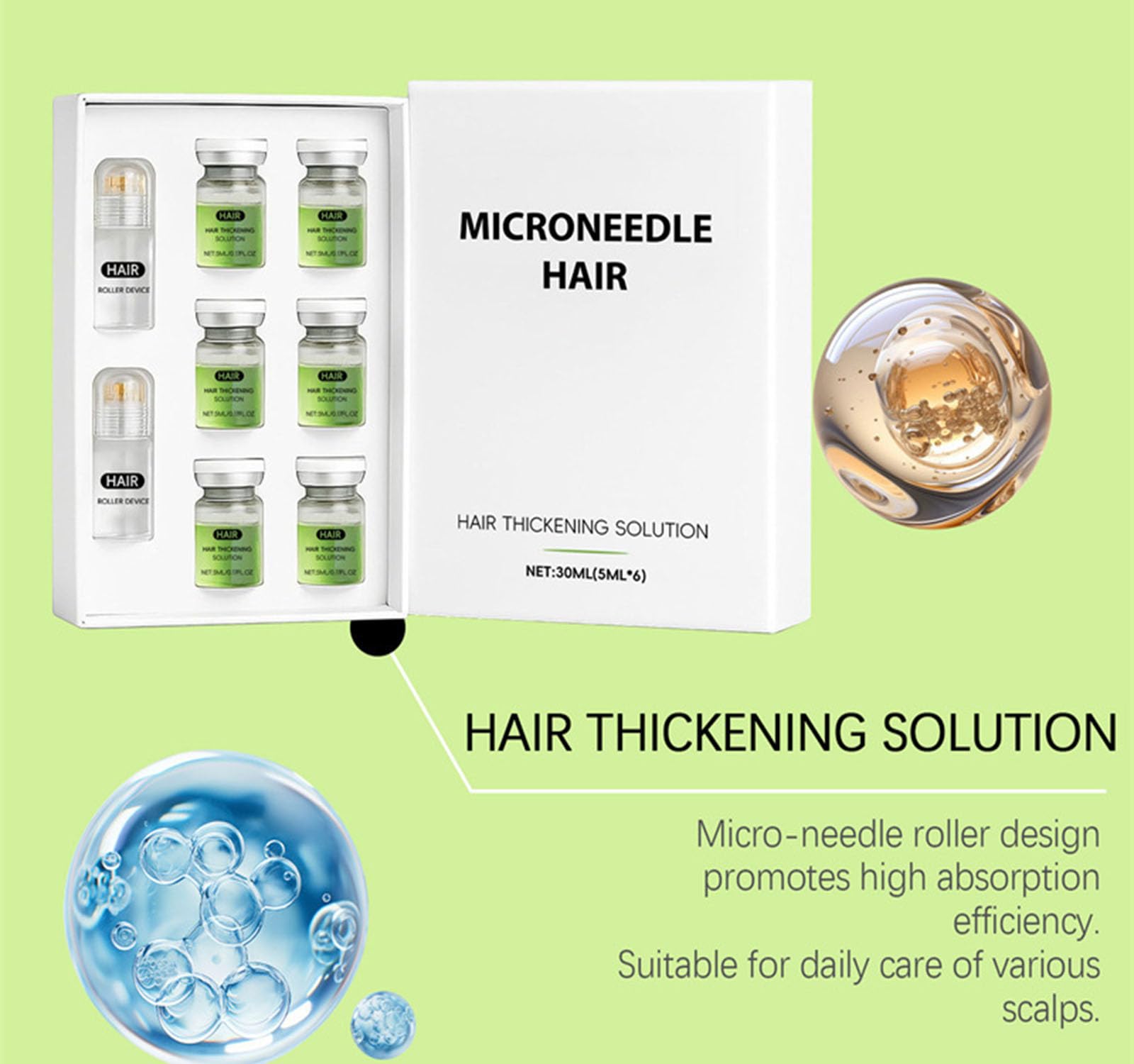 Système de repousse des cheveux Alphainfuse, traitement avancé de croissance des cheveux, sérum de croissance des cheveu-x micro-aiguilles, traitement pour plus épais, renforce les racines (1PC)