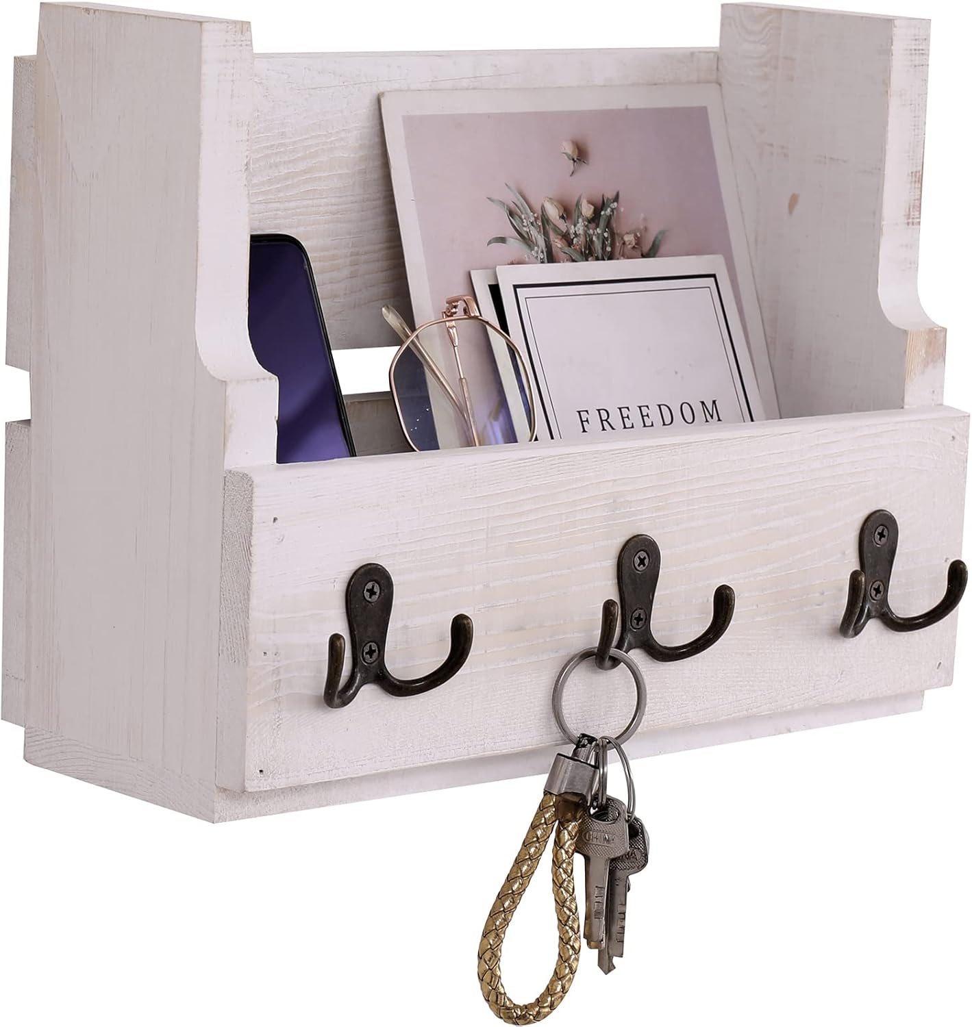Wall Mounted Mail Holder Key Mail Sorter Letter Bills