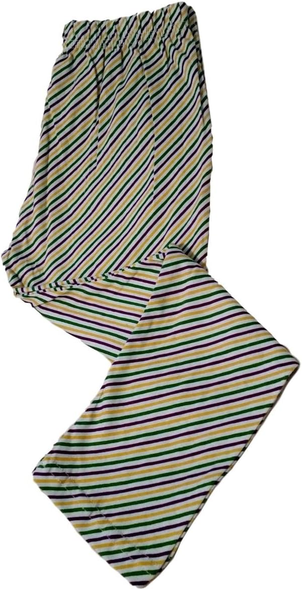 MGPSMardi Gras Leggings Toddler 2T 3T Stripes Purple Green Yellow White Soft Knit