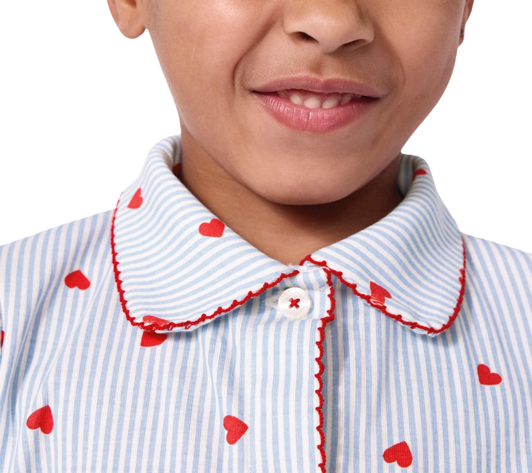 Petit Bateau Pigiama Abbottonato Bambino in Cotone a Cuori, 12A, Bianco/Multico