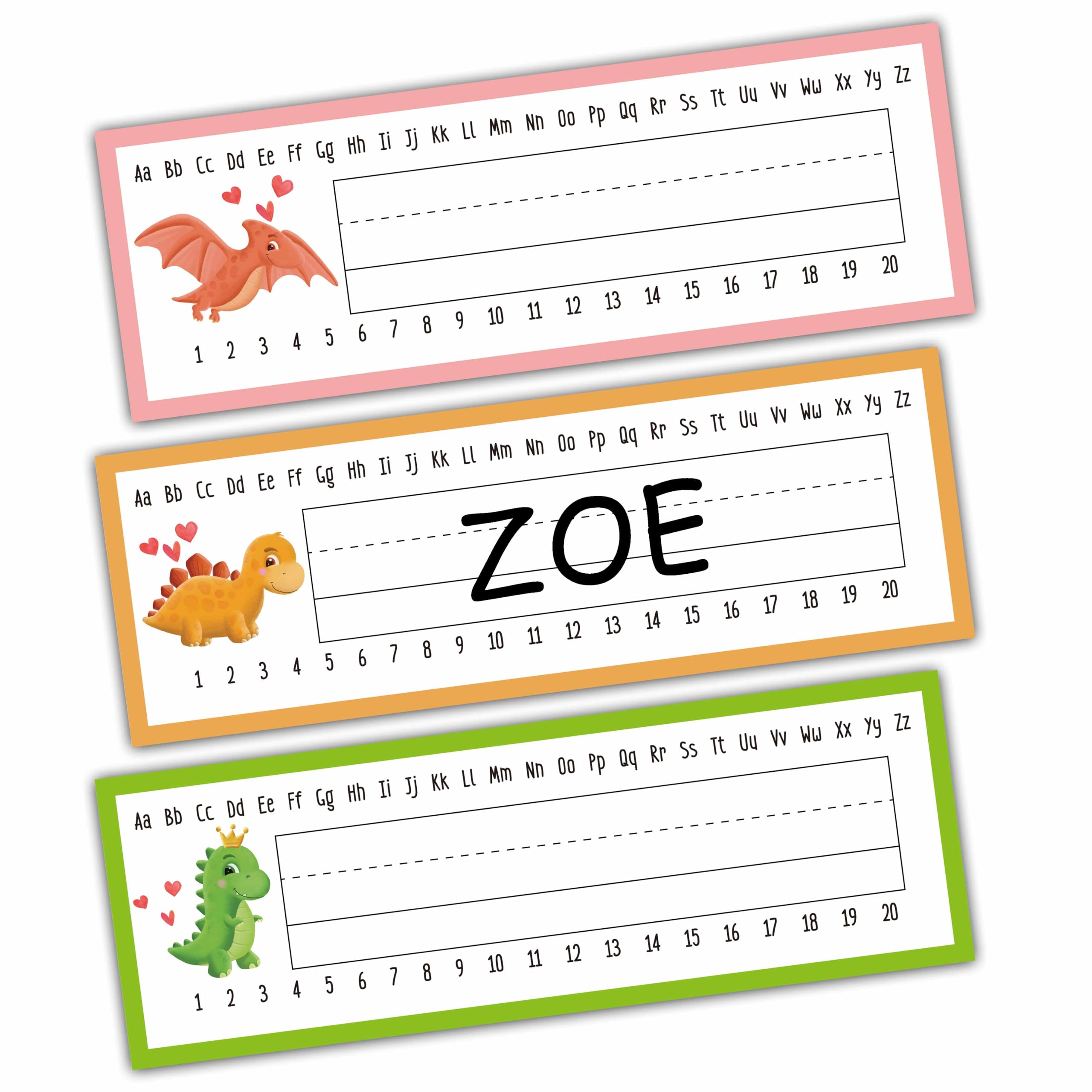 Desk Name Tag Classroom, Dinosaur Love Theme Name Plate for Desk Labels, Name Tags for Student Desk Labels Locker Stickers, School Teaching Students Supplies A06