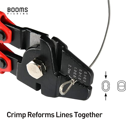 Miniatura 3 de Booms Fishing CP1 - Alicates de crimpado de pesca, alicates de pesca de acero de alto carbono, herramienta de prensado líder de cuerda de alambre,