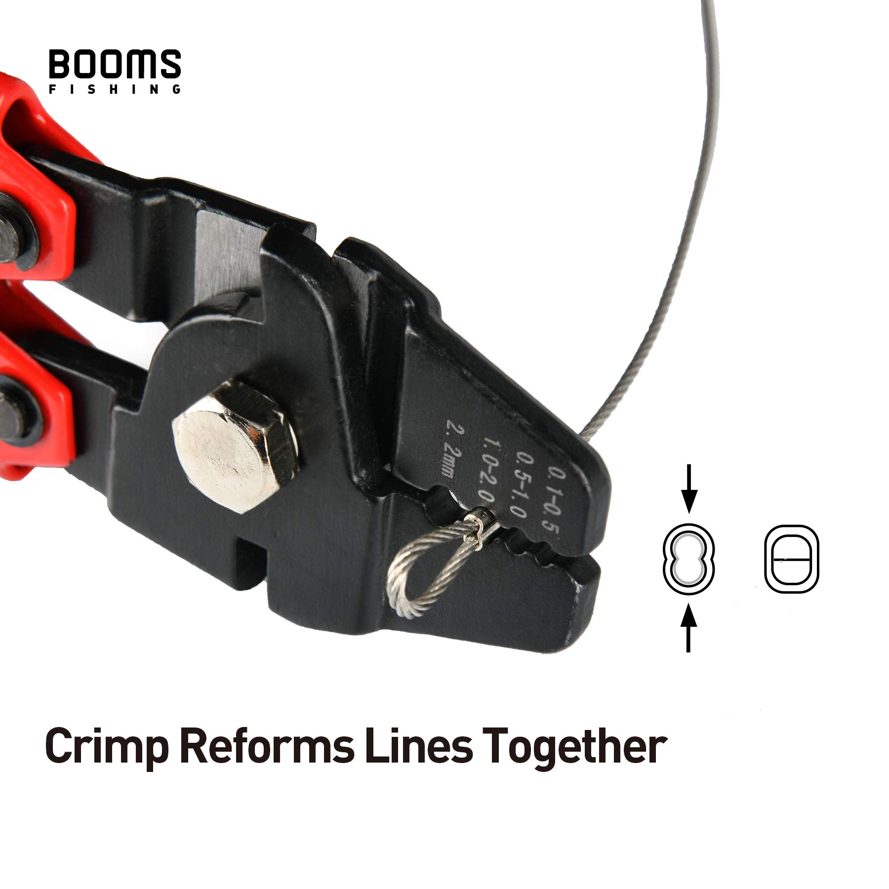 Booms Fishing Pince à sertir manuelle robuste avec mâchoires en acier trempé avec 4 positions de sertissage et 2 lames latérales en acier trempé