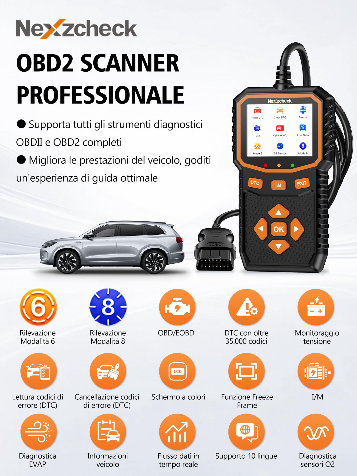 Scanner Diagnostico Auto LAUNCH M30 OBD2 - Lettura E Cancellazione Codici Errore, Multilingue Italiano, Aggiornamenti Gratuiti