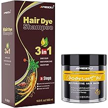 IIIMEIDU Coffee Hair Dye Shampoo 3 in 1 for Gray, Hair Mask for Damaged Hair