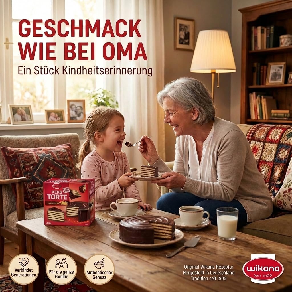 Wikana 6x Kekstorte Kalter Hund 500g – klassische Schokoladen-Kekstorte & nostalgischer Genuss – Original Rezept – fertige Kuchenspezialität im Vorratspack