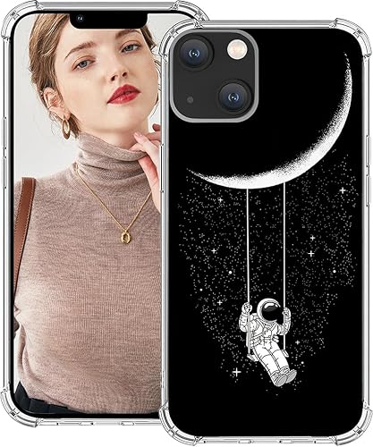 Funda para iPhone 15 con diseño de astronauta y astronauta, diseño femenino de kawaii, para mujeres y niñas, compatible con iPhone 15 de astronauta