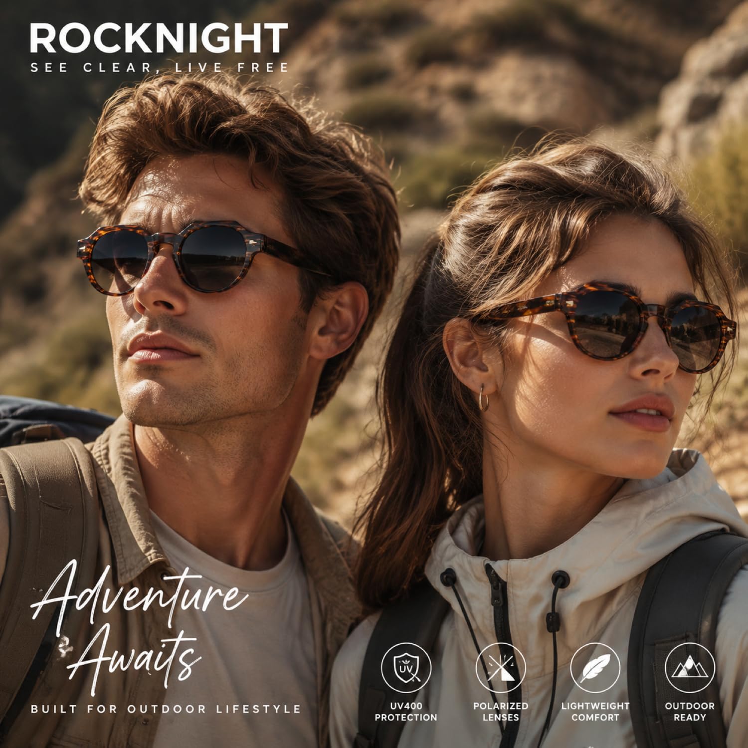 ROCKNIGHT Gafas de sol polarizadas de acetato de diseño retro italiano, unisex, protección UV, marco duradero para cara pequeña y mediana