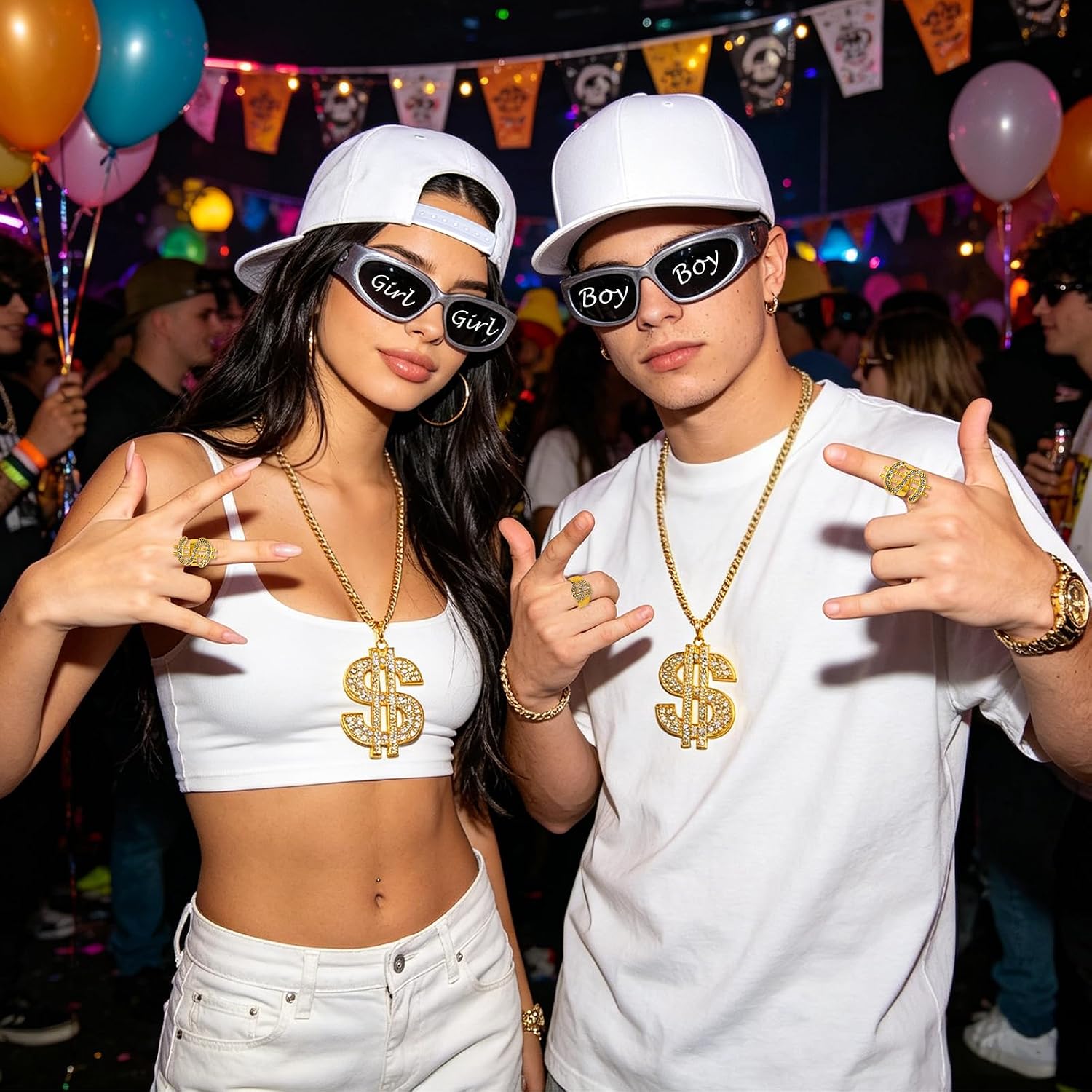 80s 90s 2000s Hip Hop Rapper Costume Accessories Set Men Women Halloween