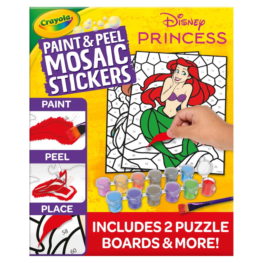 Crayola Mosaic Stickers (20+ Pcs), Peel & Paint by Number, Kids Washable Arts & Crafts, Sticker Sheet