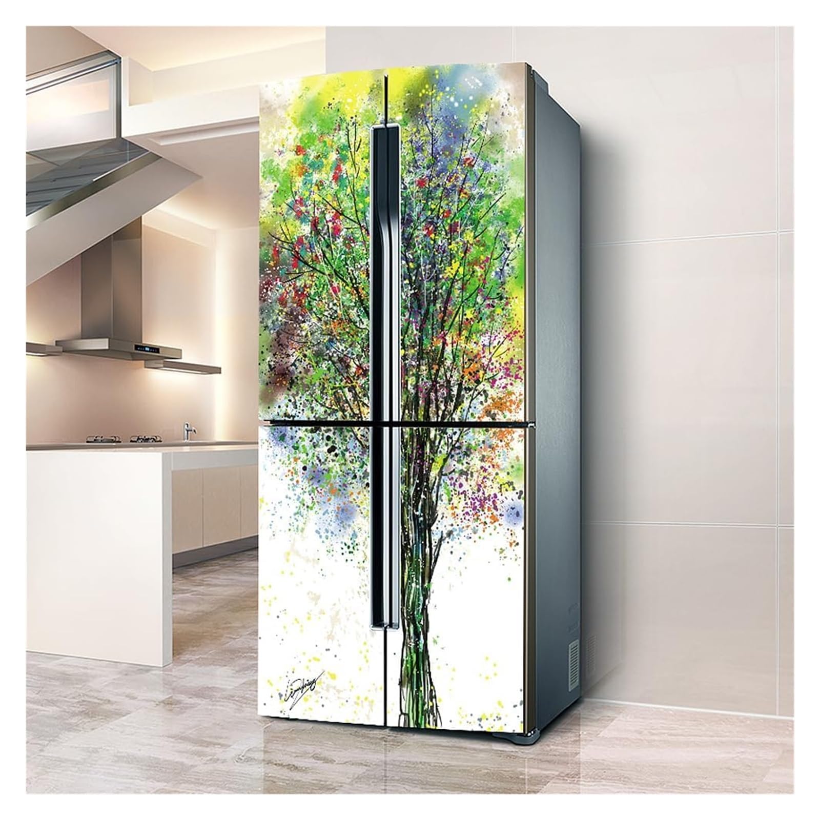 GDHKDDFL Minimalist, luxury-inspired fridge decals, Fridge Sticker Full Covering Door Covers Skins Wall Stickers for Kitchen Decal(L: 100x180 cm)