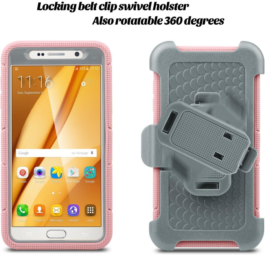 Galaxy Note 5 Case, BENTOBEN Samsung Galaxy Note 5 Case Shockproof Heavy Duty Hybrid Full Body Rugged Holster Protective Case for Samsung Galaxy Note 5 with Kickstand + Belt Clip (Rose Gold/Gray)