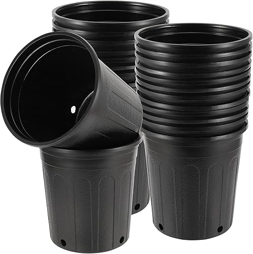 Miniatura 1 de SEUNMUK Paquete de 25 macetas de plástico para vivero, macetas comerciales de 1 galón, contenedor de plantas de flores para plántulas, verduras,