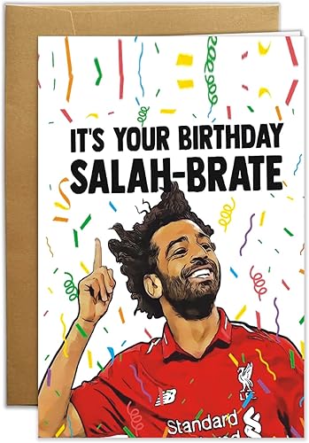 Salah-brate Mohamed Salah - Tarjeta de cumpleaños para él y ella, divertida tarjeta de cumpleaños