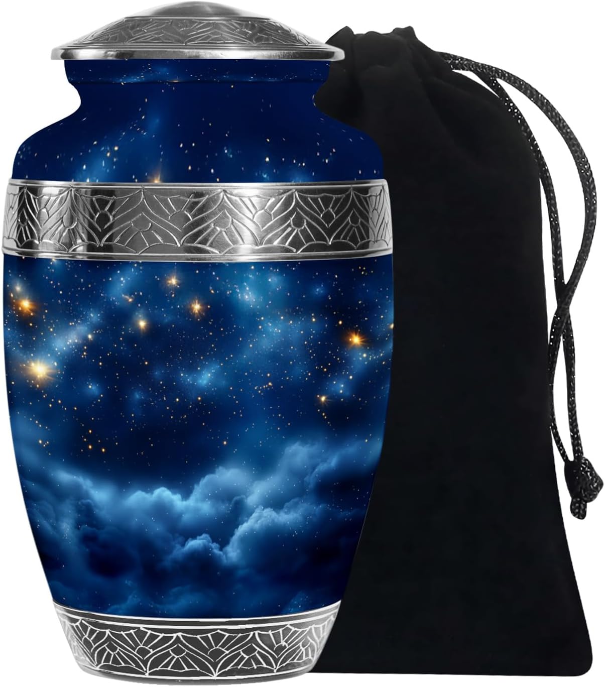 Blue Butterfly On Flowers Urns for Human Ashes Adult Man - Cremation Urns for Mom & Dad - Blue Funeral Urn for Women - Decorative Urn for Male & Female - 10 Inch