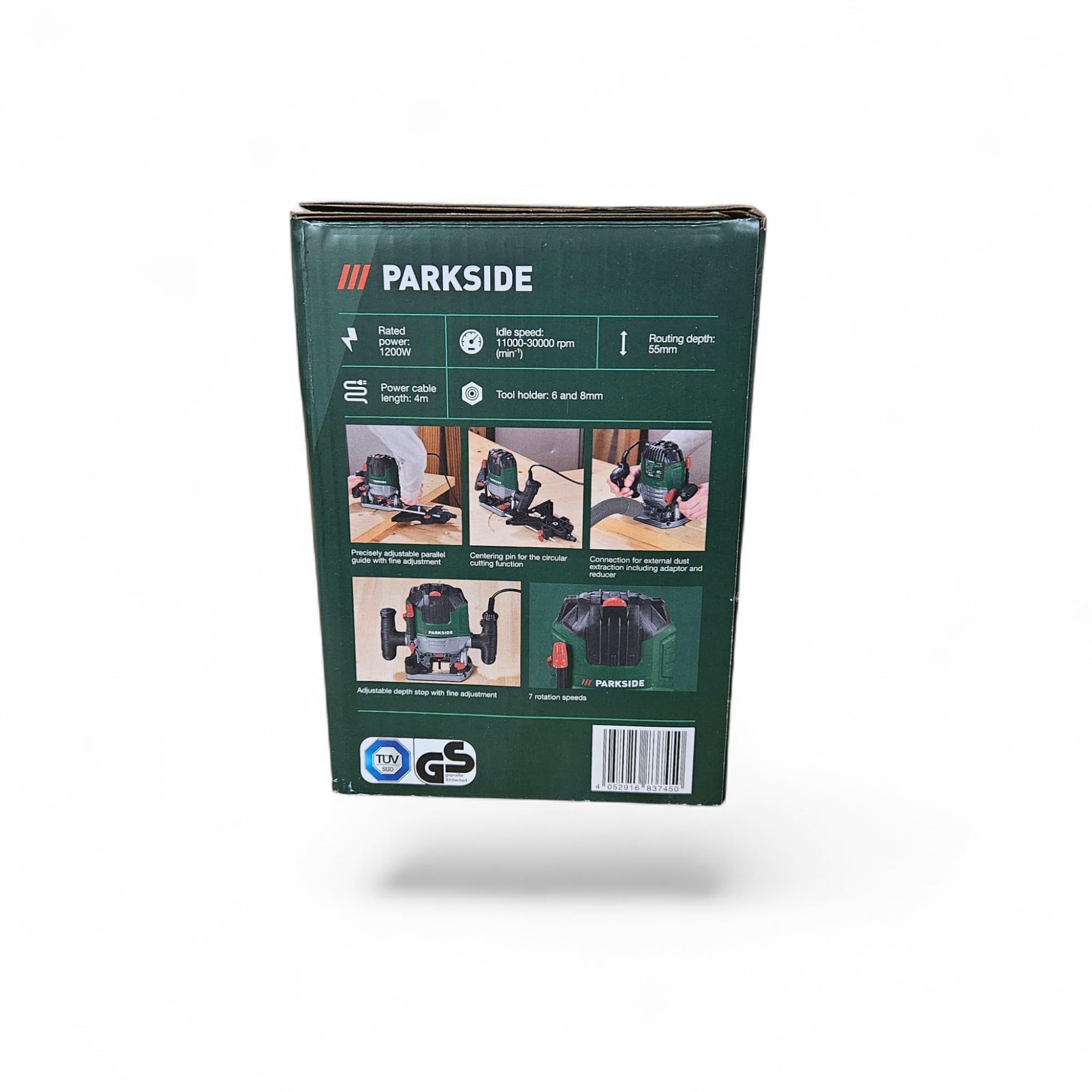 Parkside Fresadora de Superficie Router 1200W, POF 1200 C2, Router, Fijo, Metales no Ferrosos
