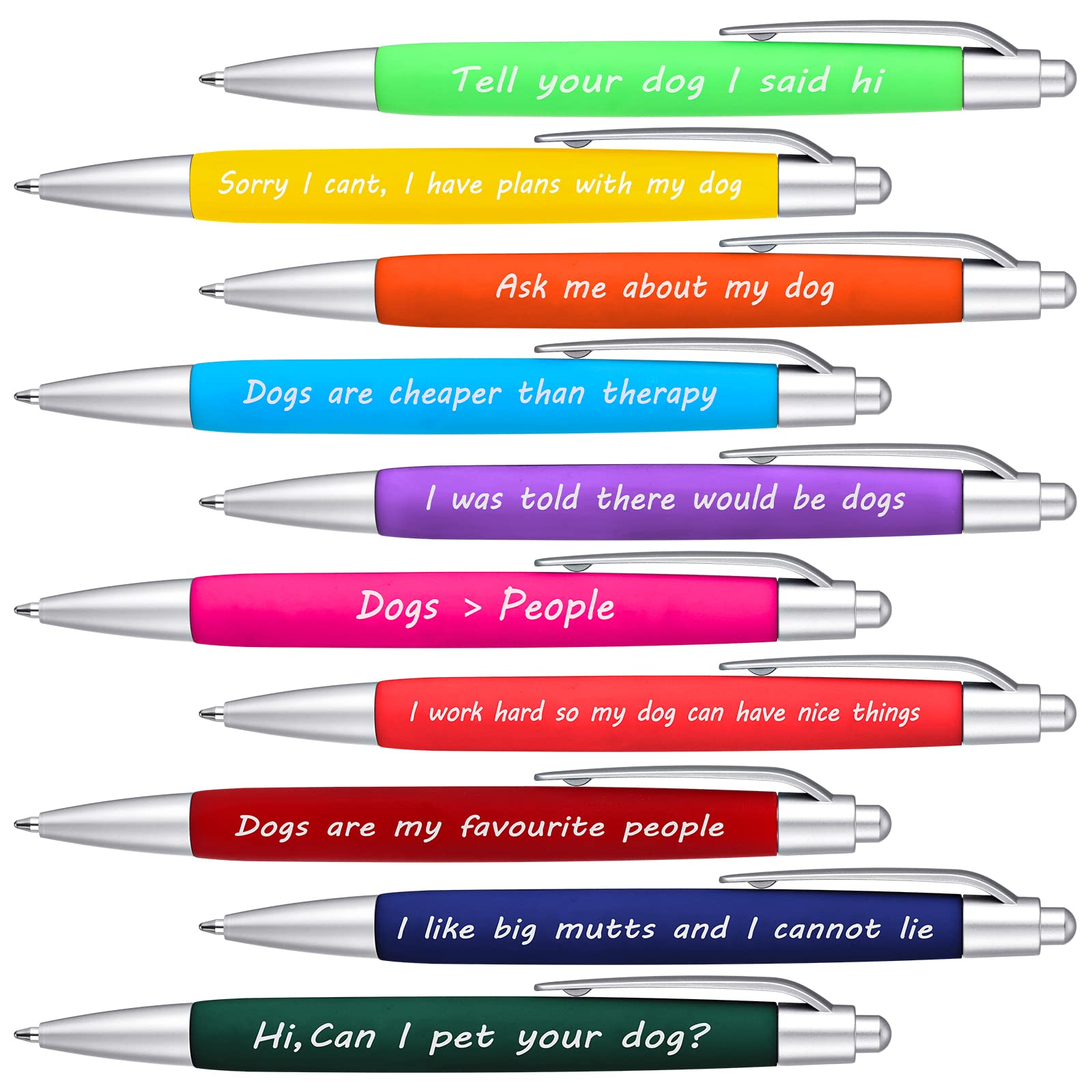 Harloon10 Pcs Funny Dog Pens Dog Lovers Ballpoint Pens Cute Funny Phrase Pet Owners Gift Black Ink Writing for Office Doggy Puppy Coworkers Christmas Office Vet Tech Supplies(Colorful,Puppy)
