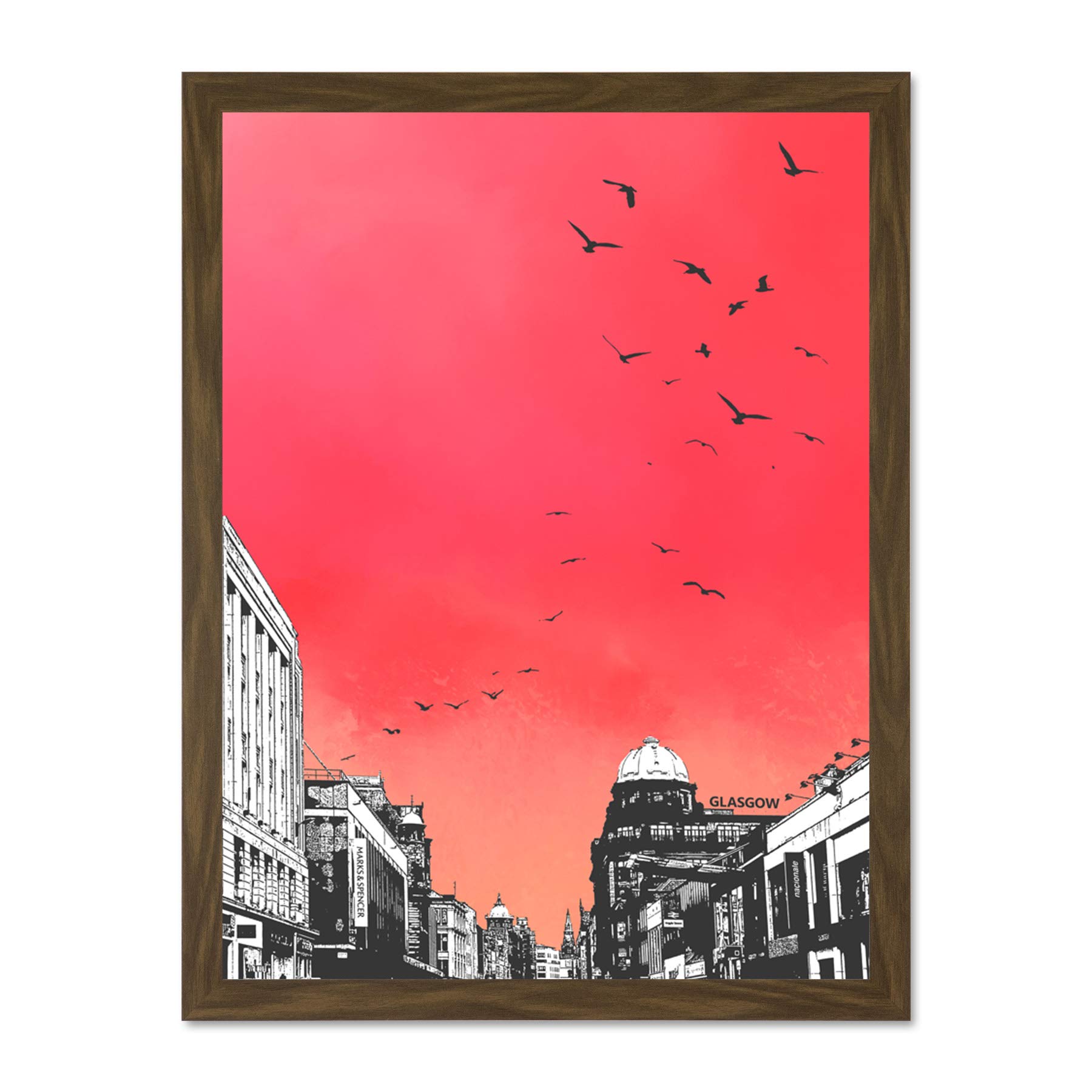 Wee Blue Coo Rooftop Birds Glasgow 18x24 Large Framed Art Print Poster Wall Decor 18x24 inch