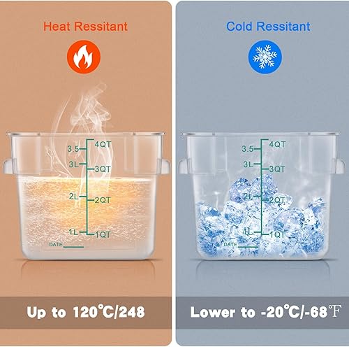 Miniatura 4 de Maxcheck Juego de 4 recipientes de almacenamiento de alimentos de 4 cuartos de galón con tapas, recipientes cuadrados transparentes comerciales con