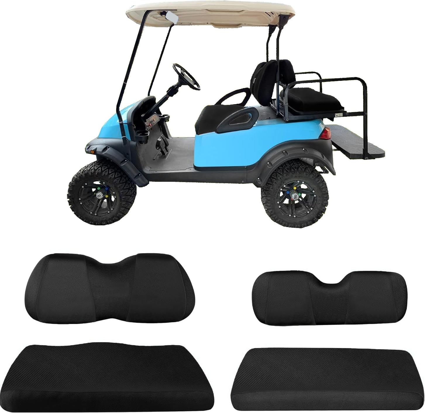 Golf Cart Seat Covers Front Rear seat Covers for Yamaha G29 Drive, Club Car Precedent, Tempo and Star EV, Air Mesh Polyester Fabric Breathable Washable