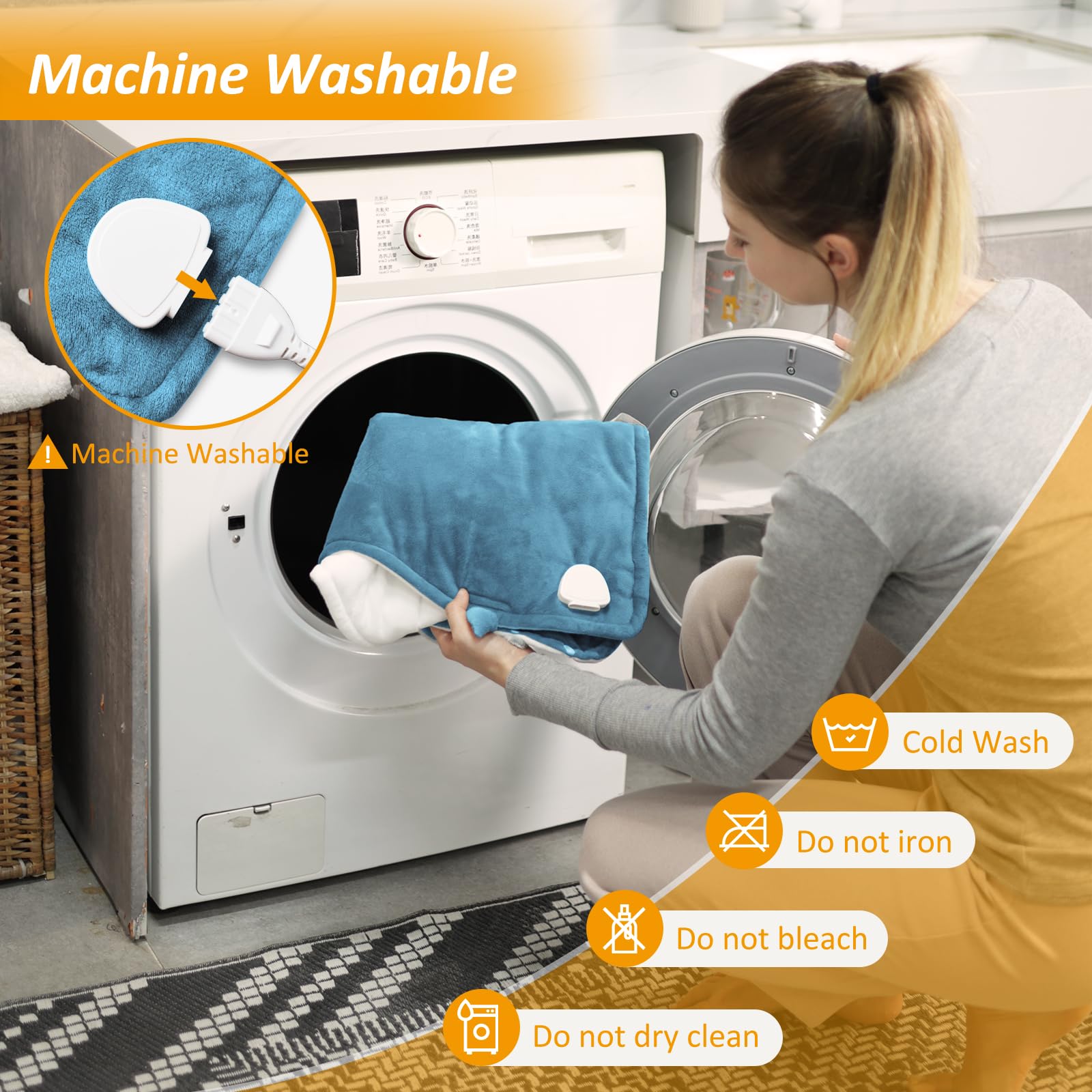 ITSHINY Coussin Chauffant Cervicales Dos, Coussin Chauffant ELectrique avec 6 Niveaux de Chaleur,Minuteurs d'Arrêt Automatique, Chauffage Rapide, Lavable, 60x108 cm