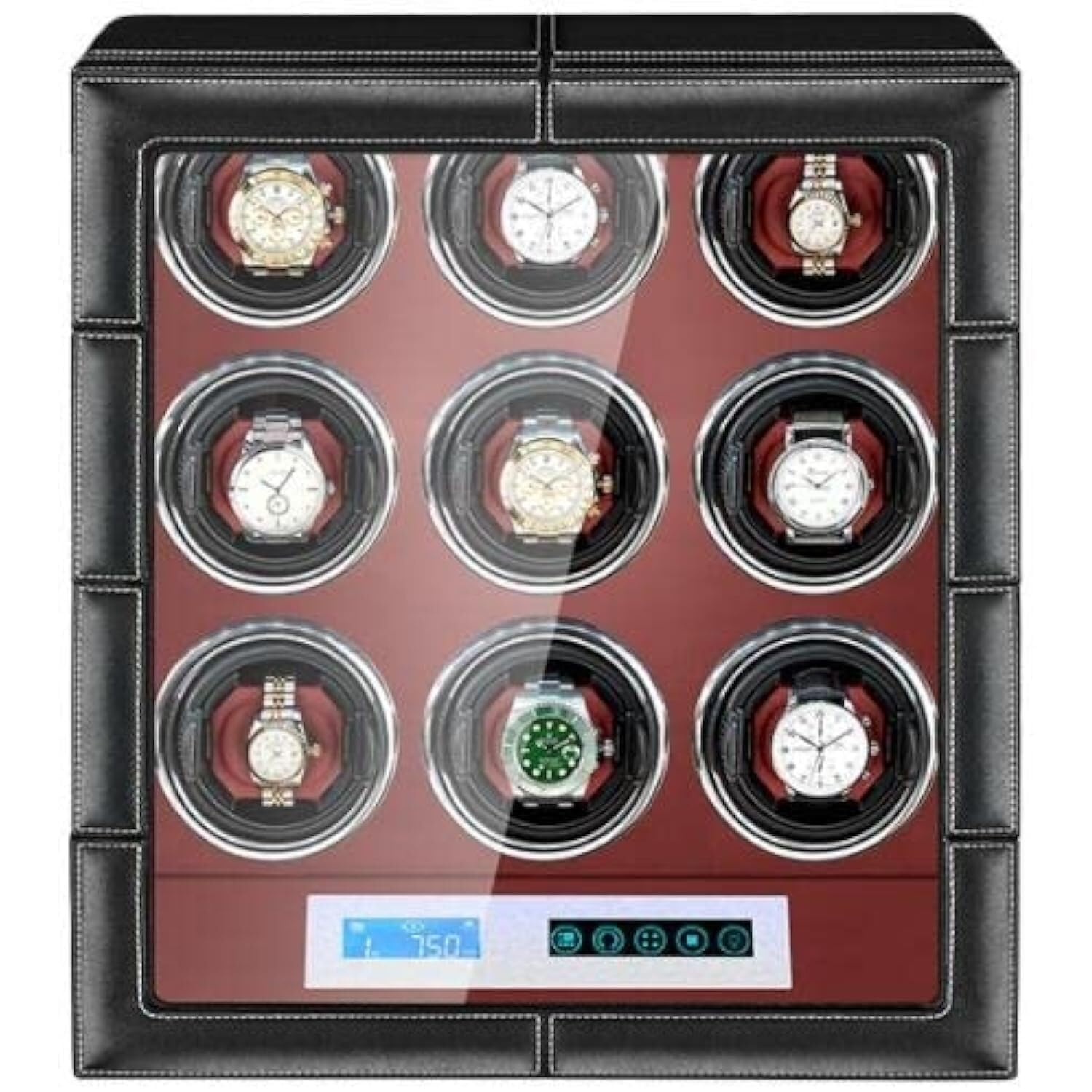 CGCSYZ Automatic Watch Winder Box with LCD Touch Screen, Adjustable Leather Pillows, Quiet Motor, Built-in LED Illumination, Multiple Rotation Modes