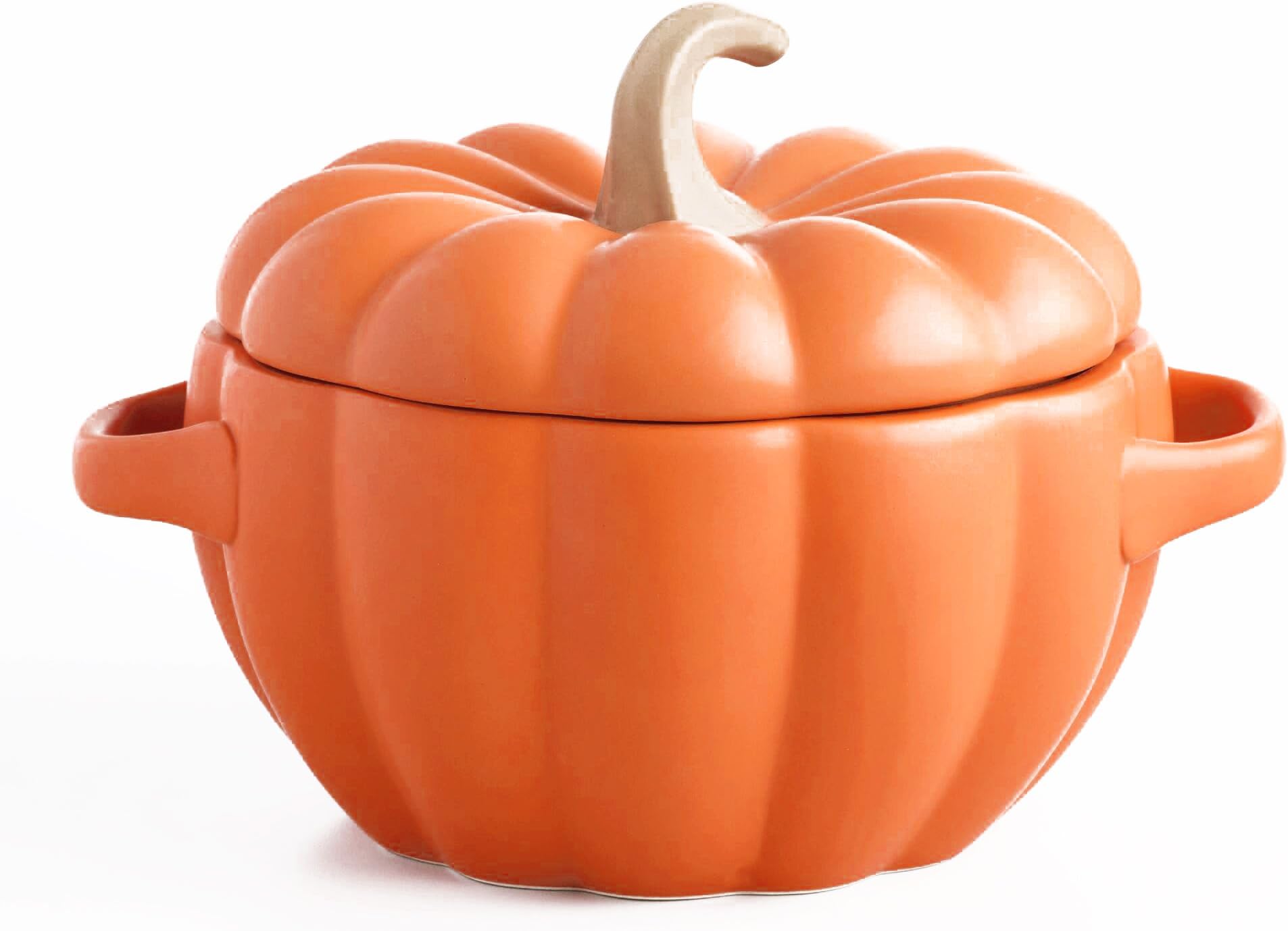 Matte Orange Ceramic Pumpkin Casserole Baker
