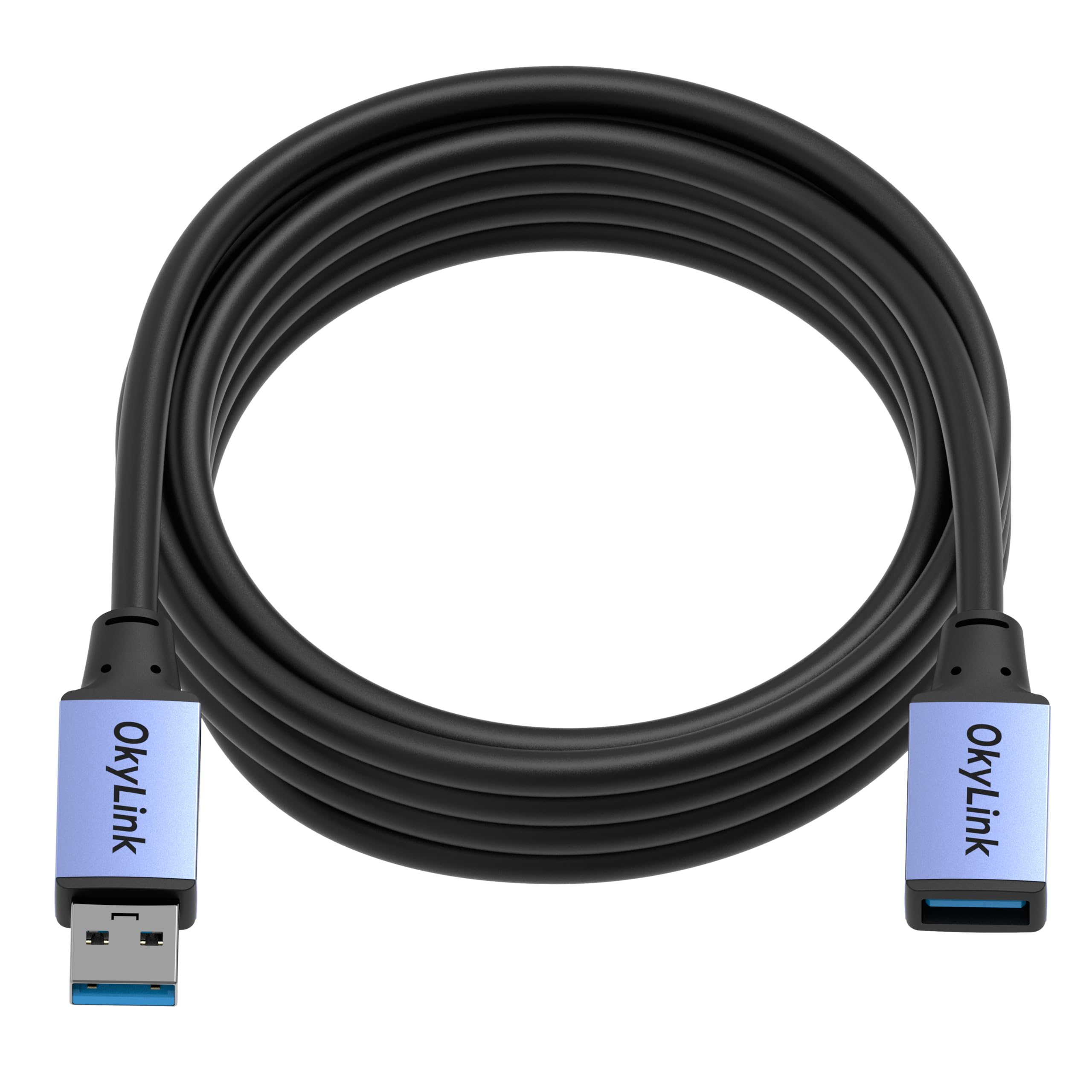 OkyLink USB 3.0/3.2 Gen 1 Verlängerungskabel USB-A auf USB-A, Stecker auf Buchse, 5Gbps, 3m | 3 m, mit Aluminiumgehäuse, Plug-and-Play, für Festplatte, SSD, Drucker, PC